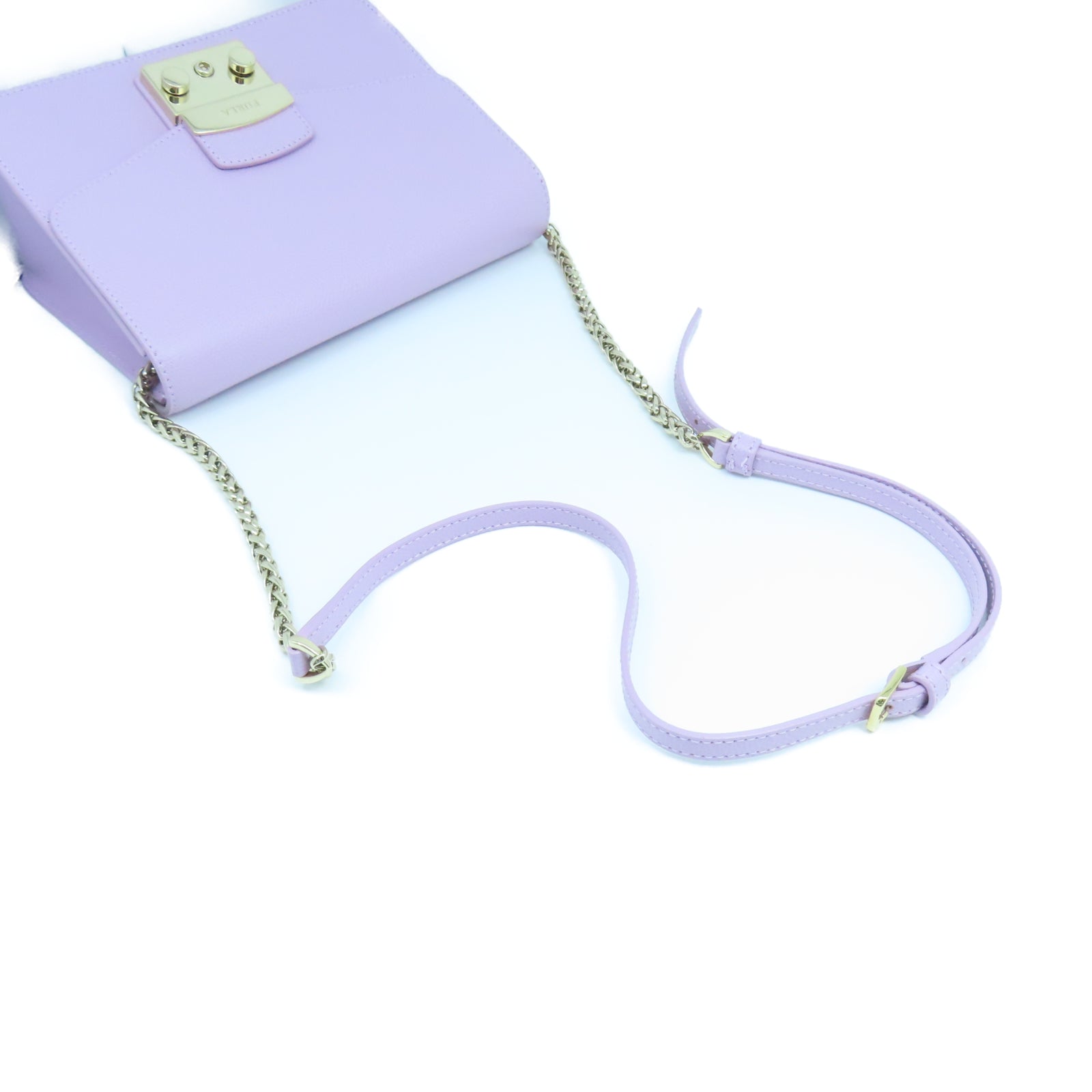 Furla Leather Chain Shoulder Gold Buckle Chain Shoulder Bag Purple