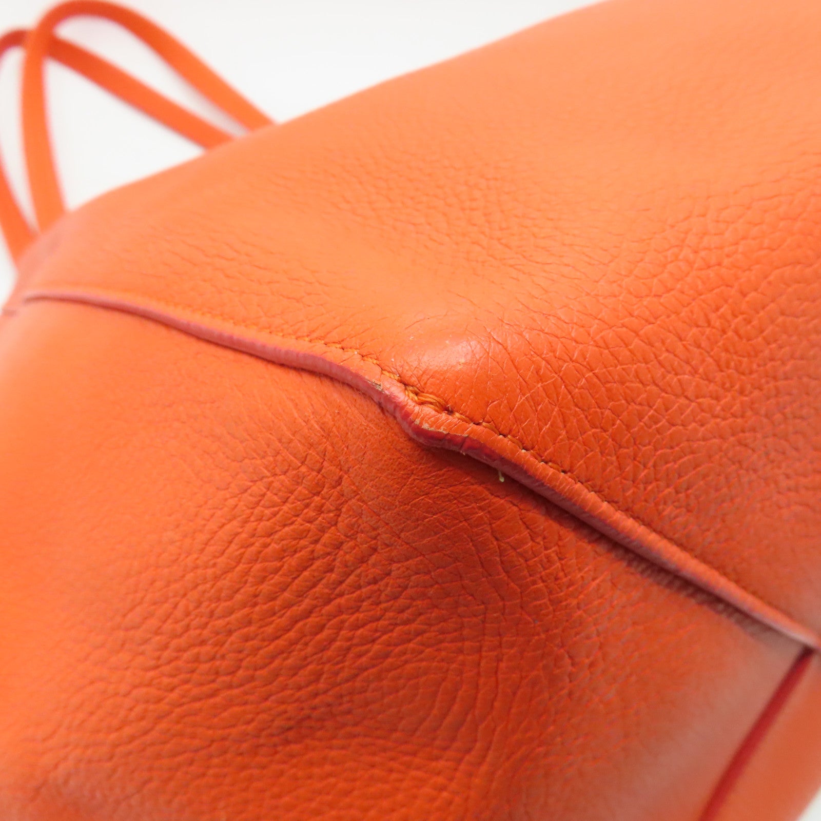 CELINE 皮革Shoulder Bag金扣肩背袋橙色
