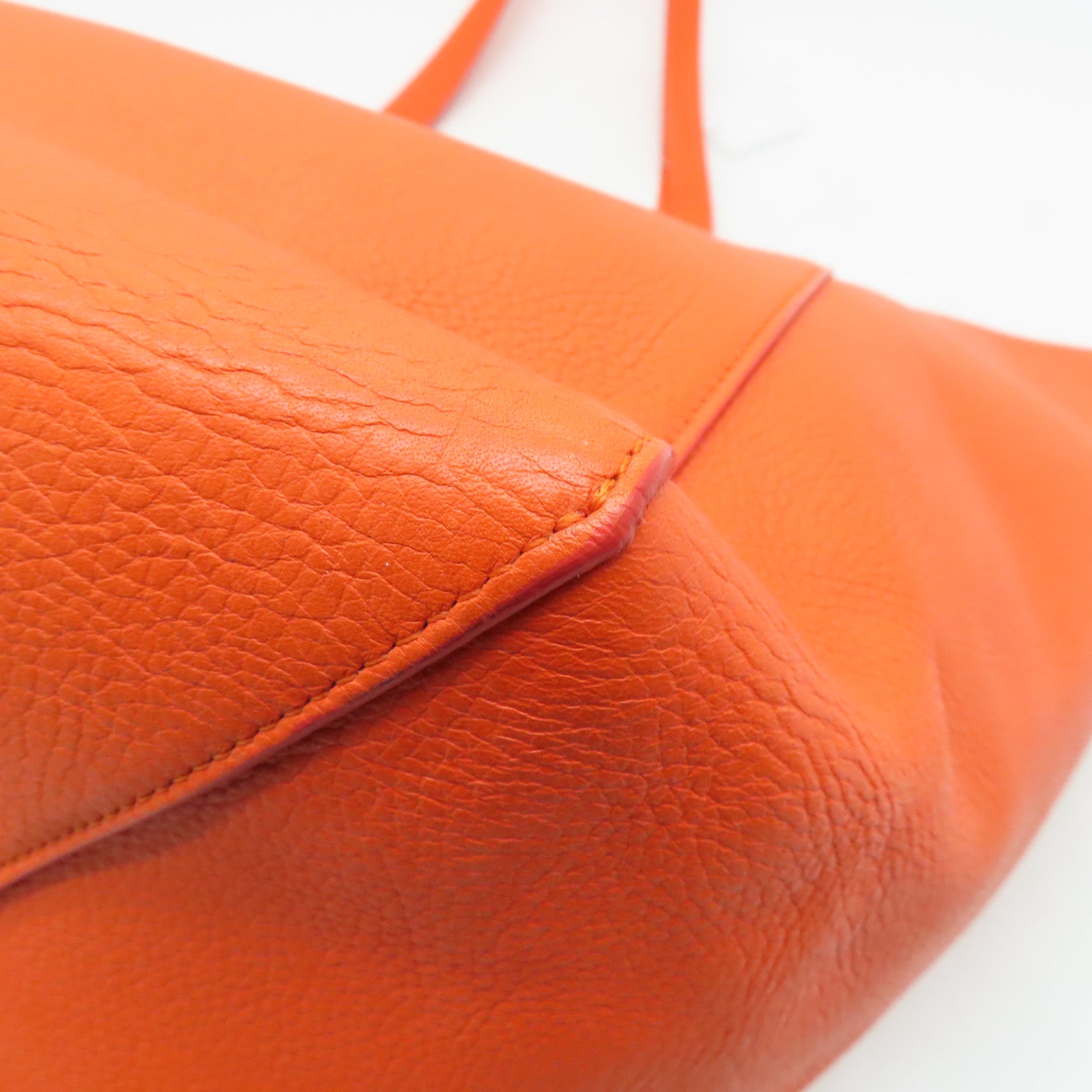 CELINE 皮革Shoulder Bag金扣肩背袋橙色