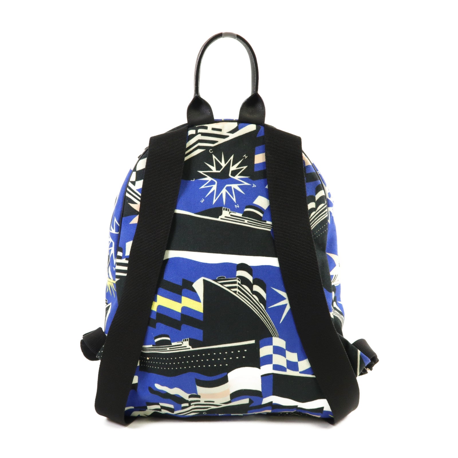 CHANEL 帆布Rucksack銀扣背包藍色