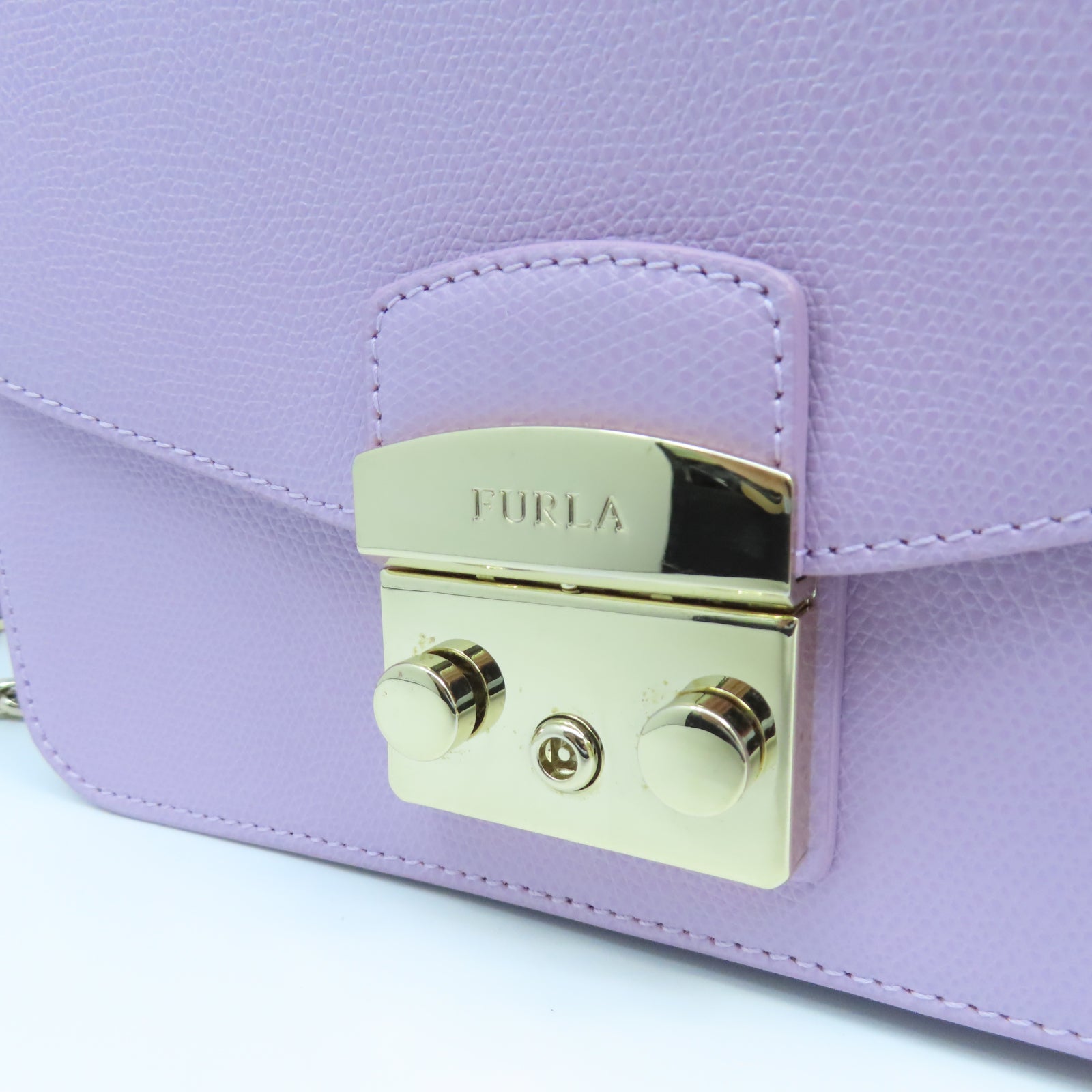 Furla Leather Chain Shoulder Gold Buckle Chain Shoulder Bag Purple