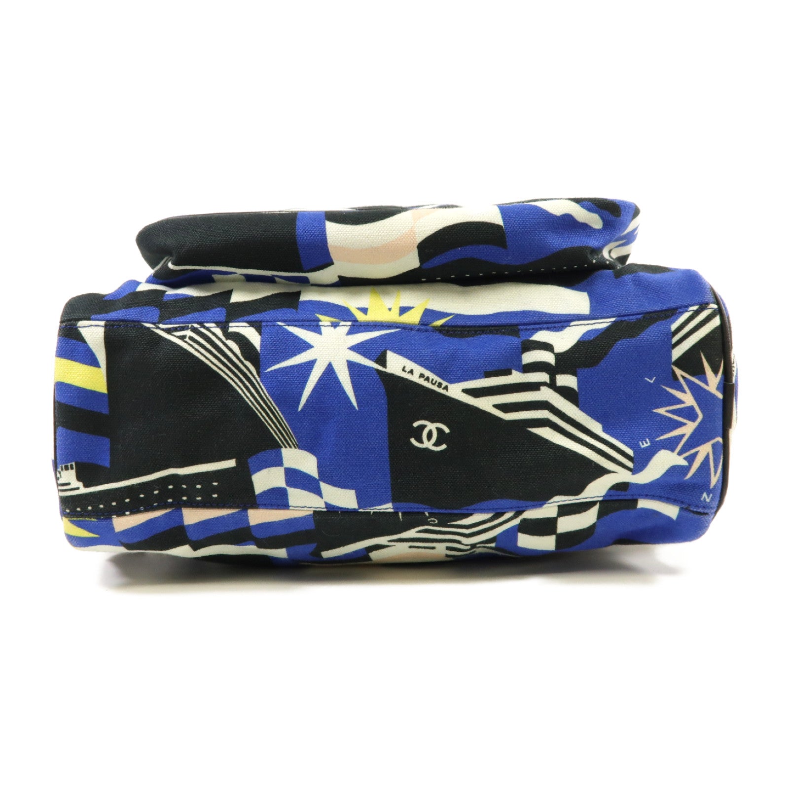 CHANEL 帆布Rucksack銀扣背包藍色