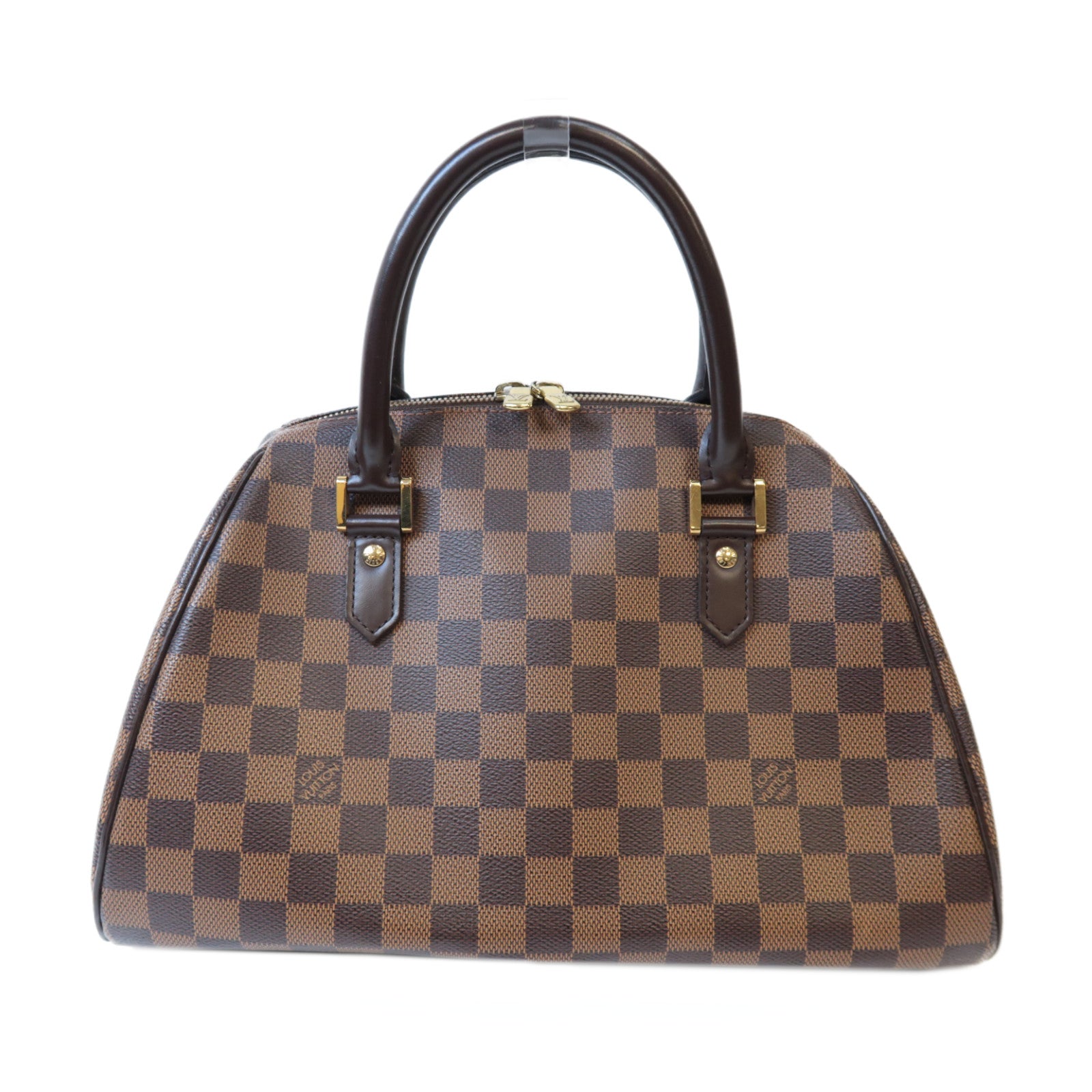 LOUIS VUITTON Damier Riviera MM金扣手挽袋啡色