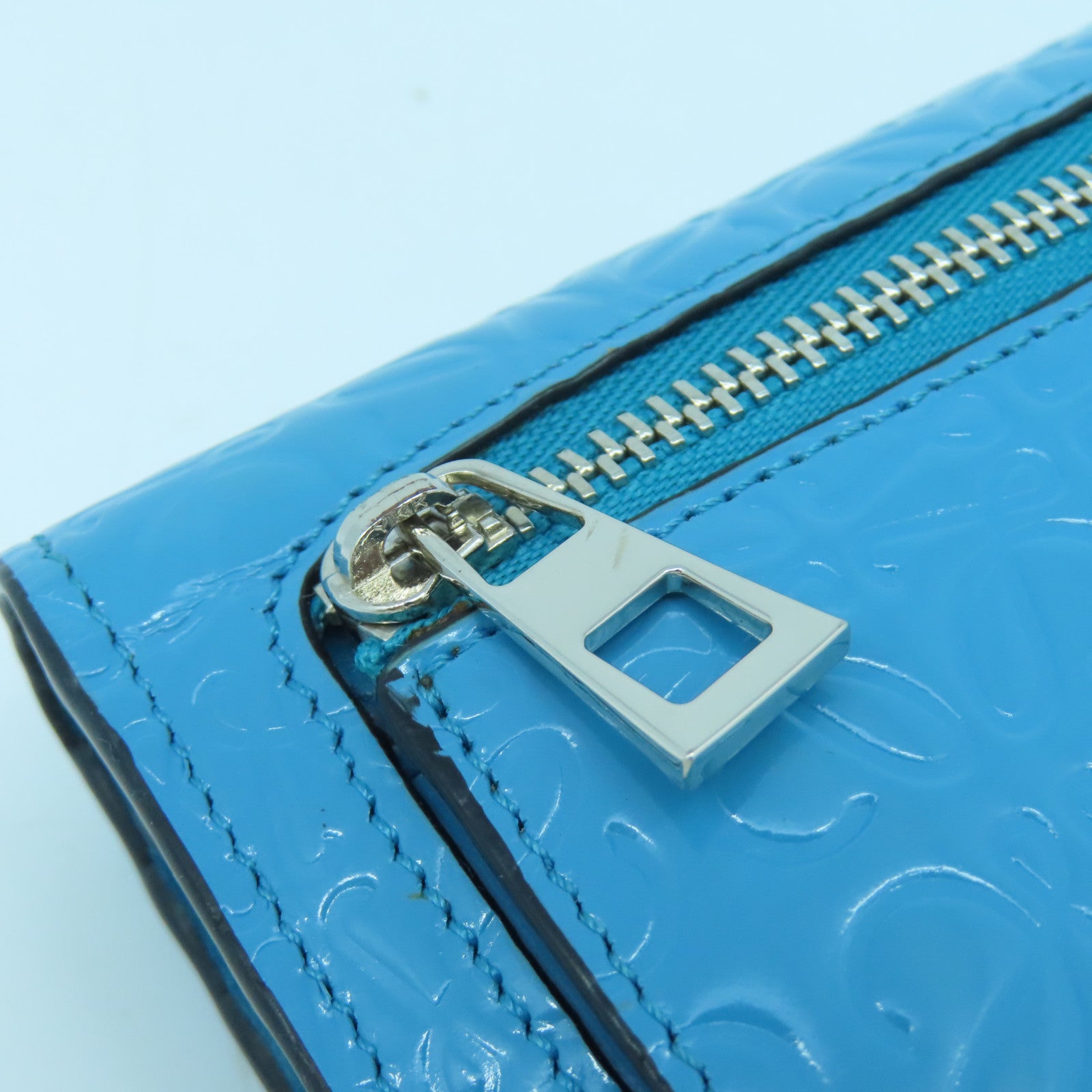 LOEWE 牛皮皮革Long Wallet銀扣長錢包藍色