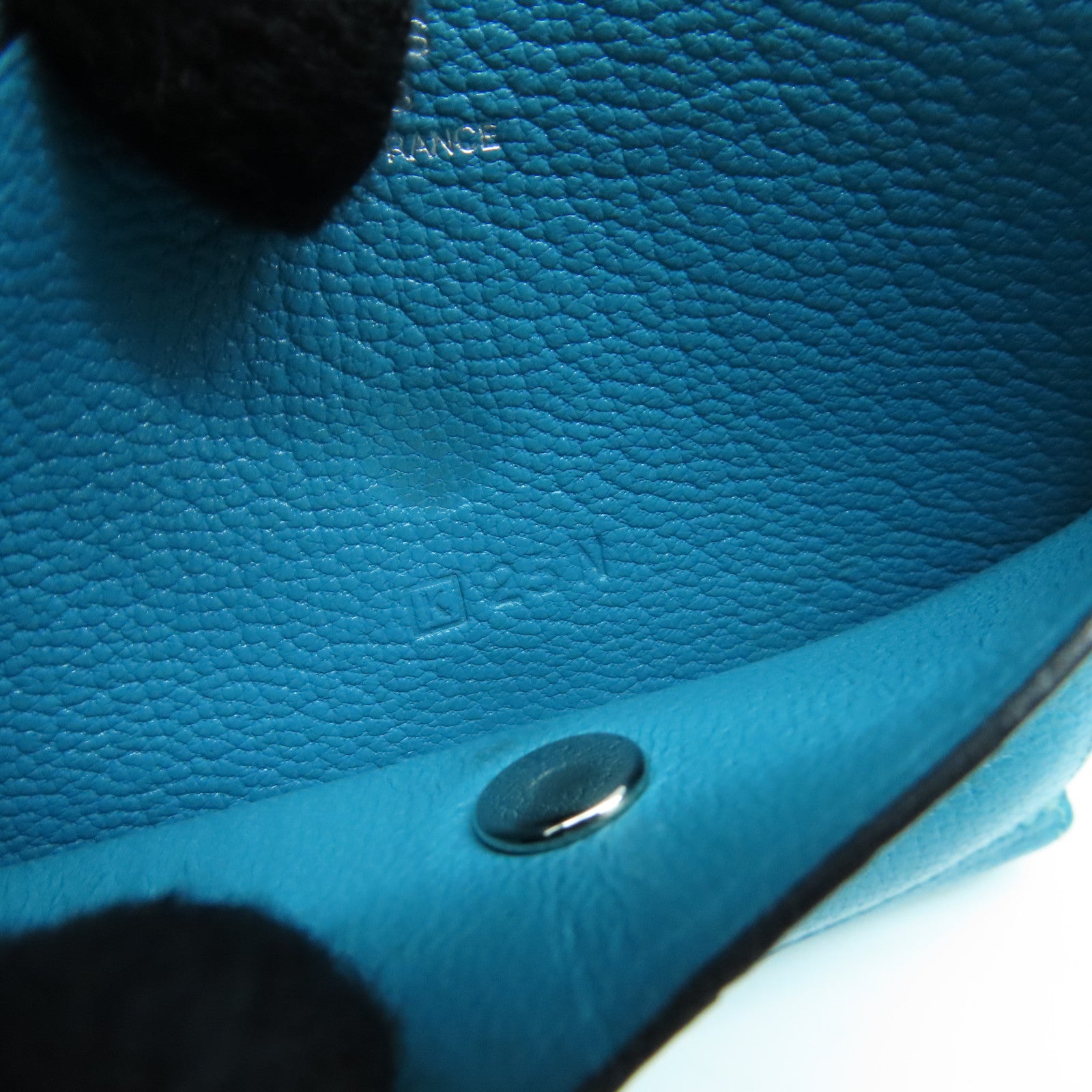 HERMES Chevre Leather Wallet Silver Buckle Wallet Bleu Paon Blue
