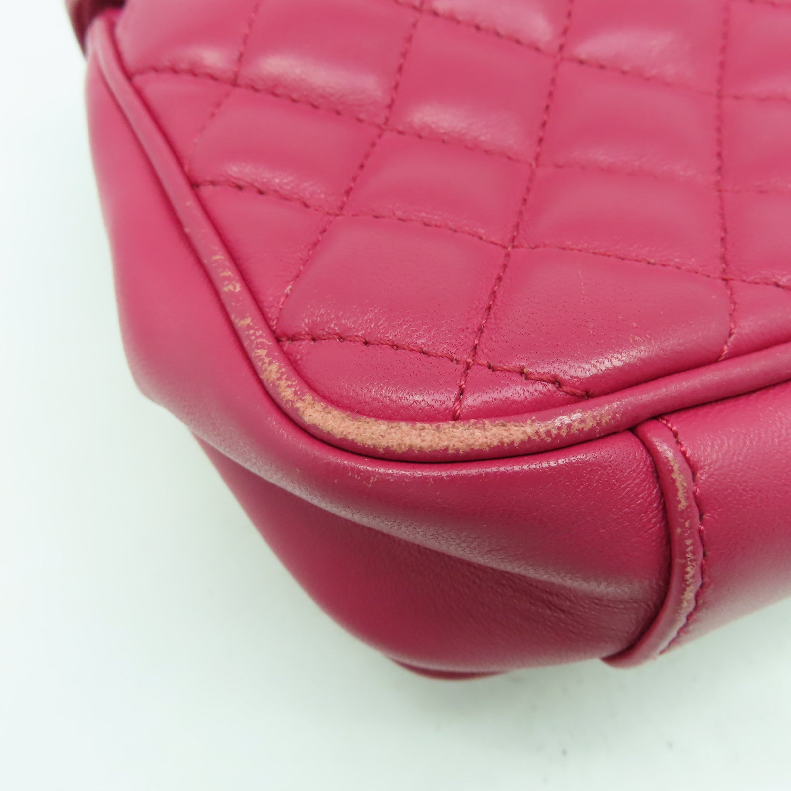 CHANEL 菱格羊皮皮革Chain Shoulder Bag金扣肩背袋紫紅色