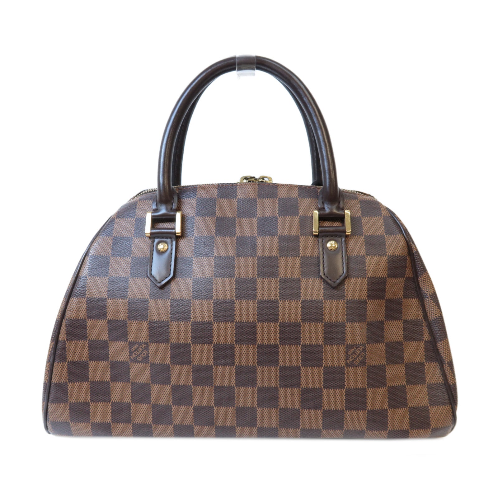 LOUIS VUITTON Damier Riviera MM金扣手挽袋啡色