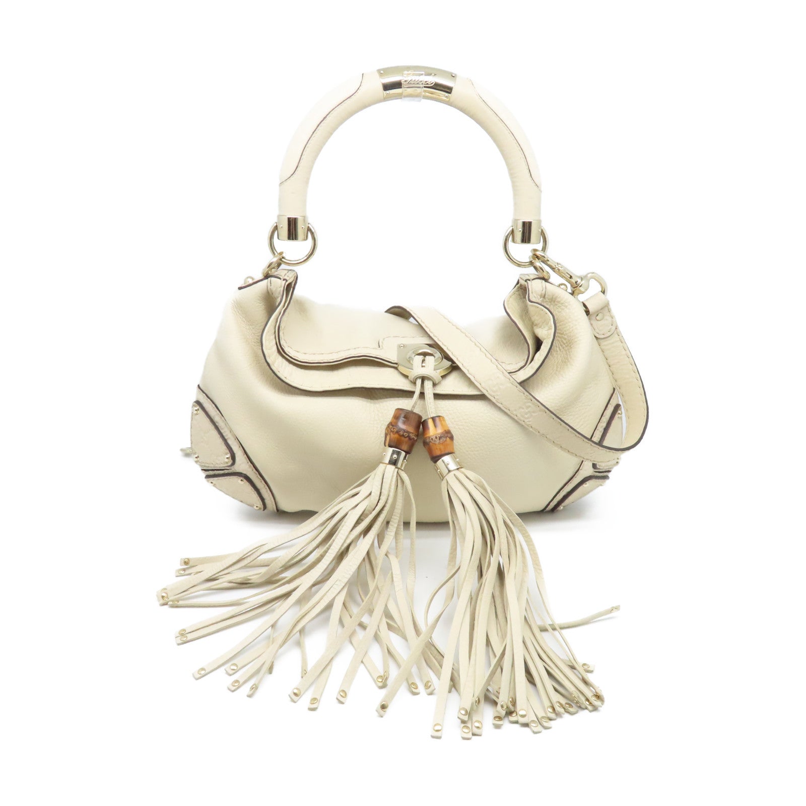 GUCCI 牛皮皮革Shoulder Bag金扣肩背袋奶油白