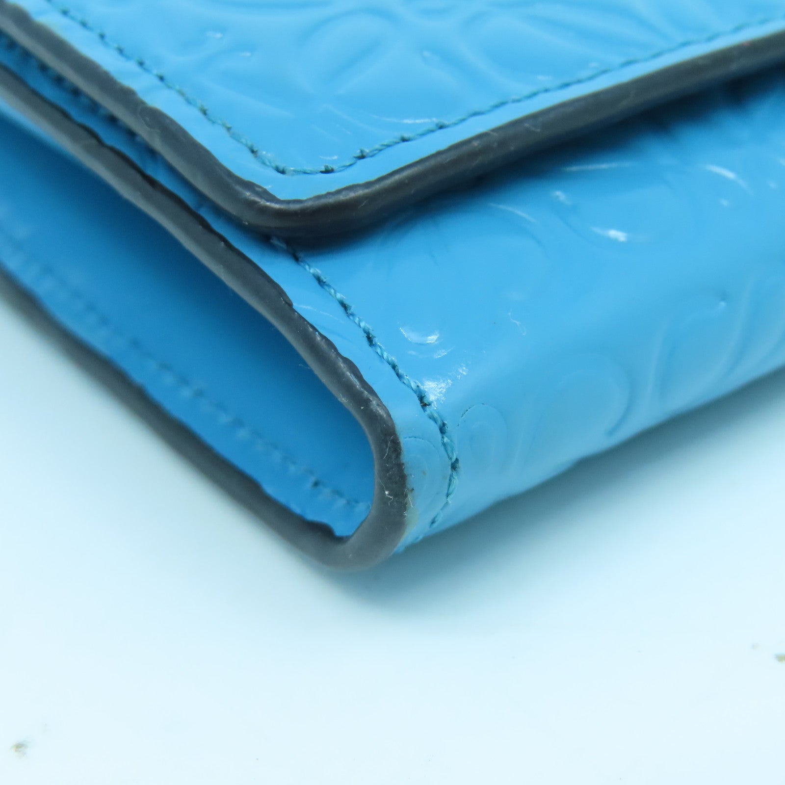 LOEWE 牛皮皮革Long Wallet銀扣長錢包藍色