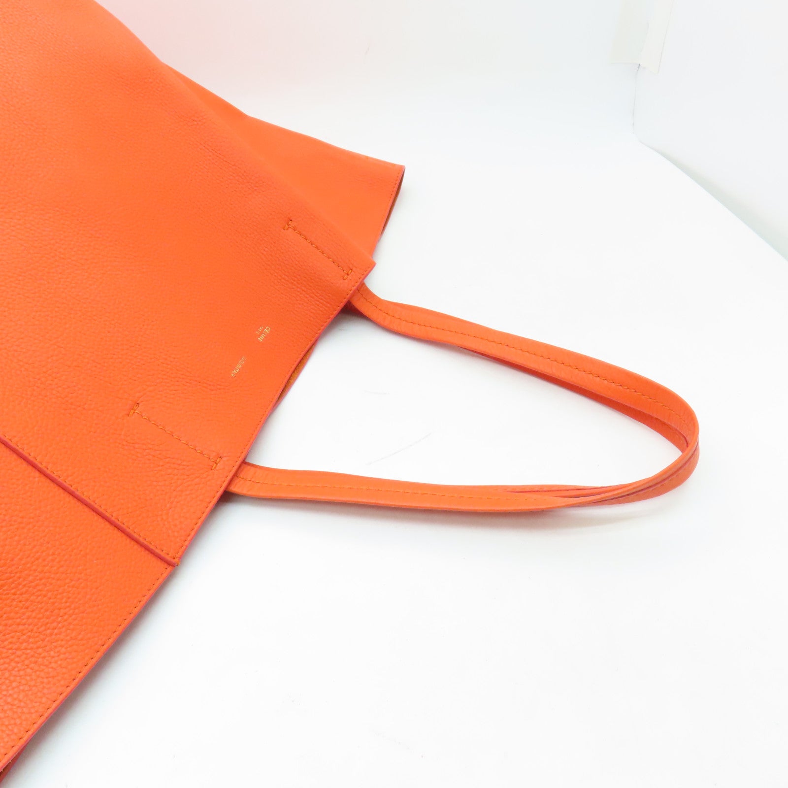 CELINE 皮革Shoulder Bag金扣肩背袋橙色