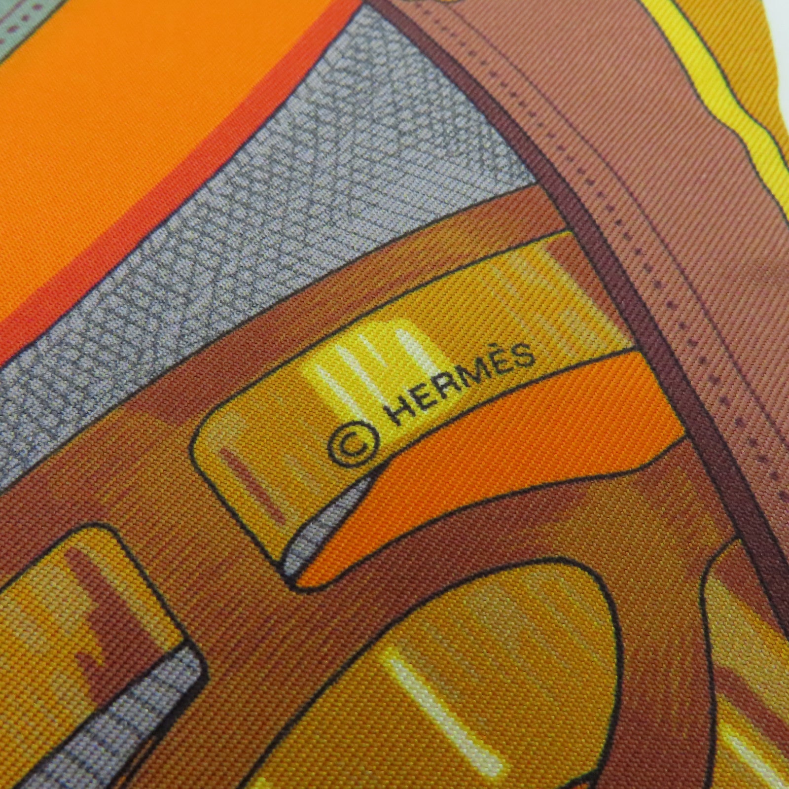 HERMES 絲質Maxi Twilly絲巾橙色