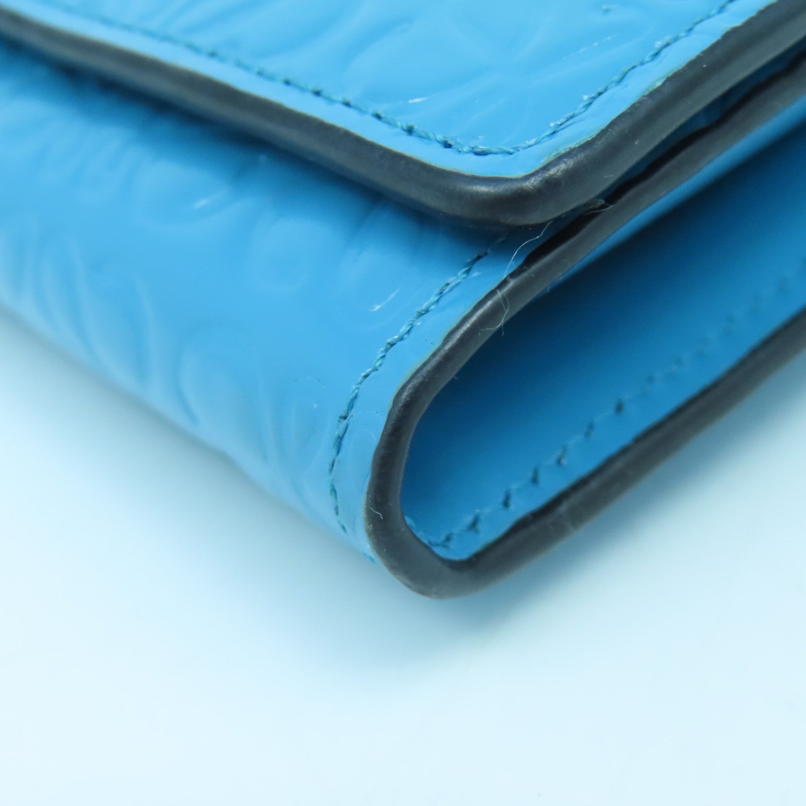 LOEWE 牛皮皮革Long Wallet銀扣長錢包藍色