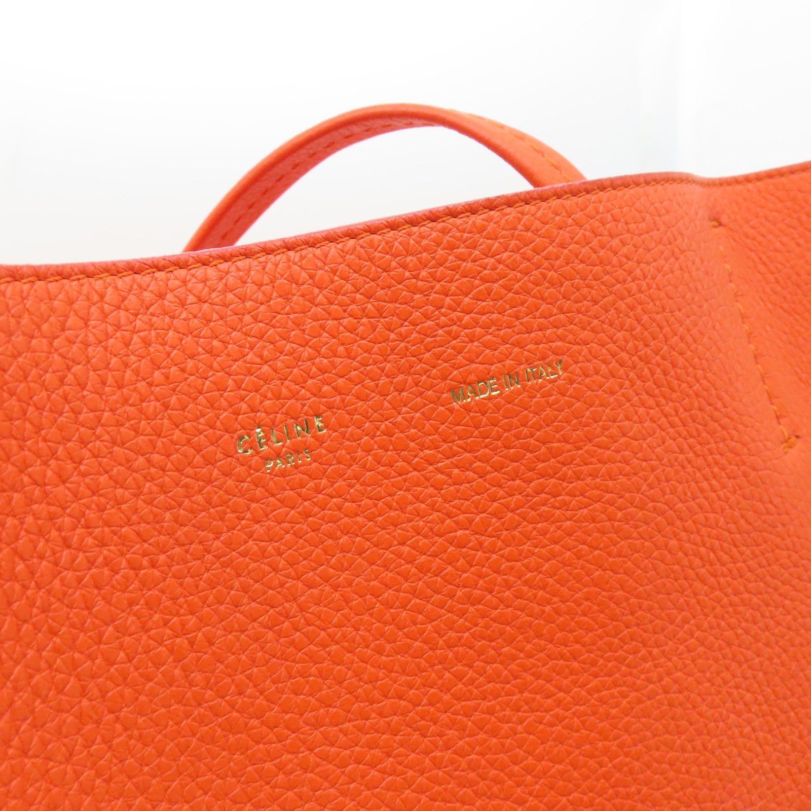 CELINE 皮革Shoulder Bag金扣肩背袋橙色