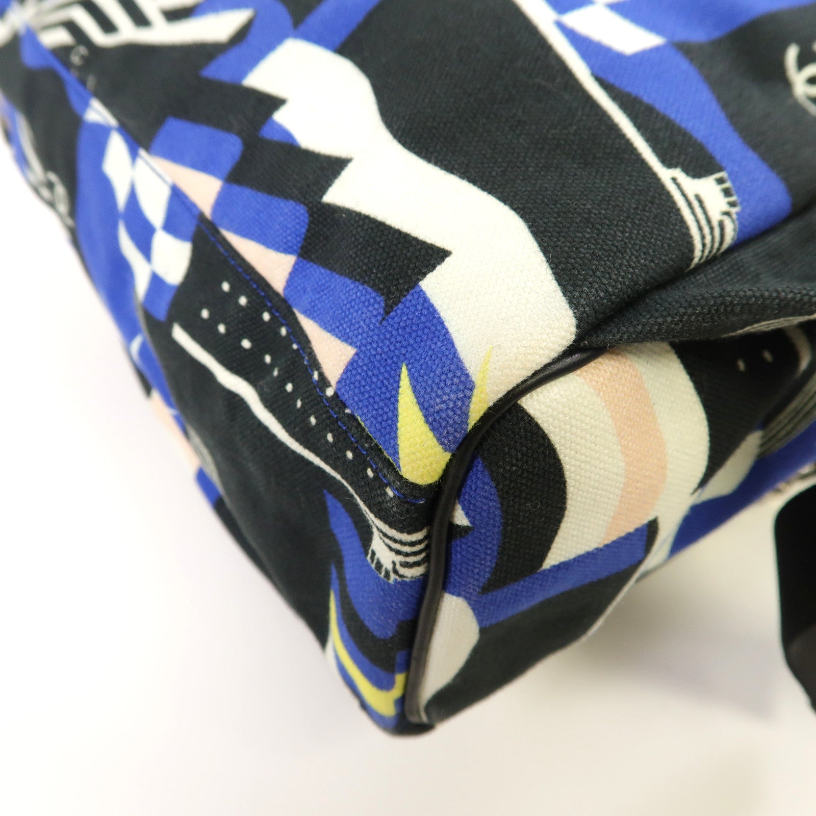 CHANEL 帆布Rucksack銀扣背包藍色