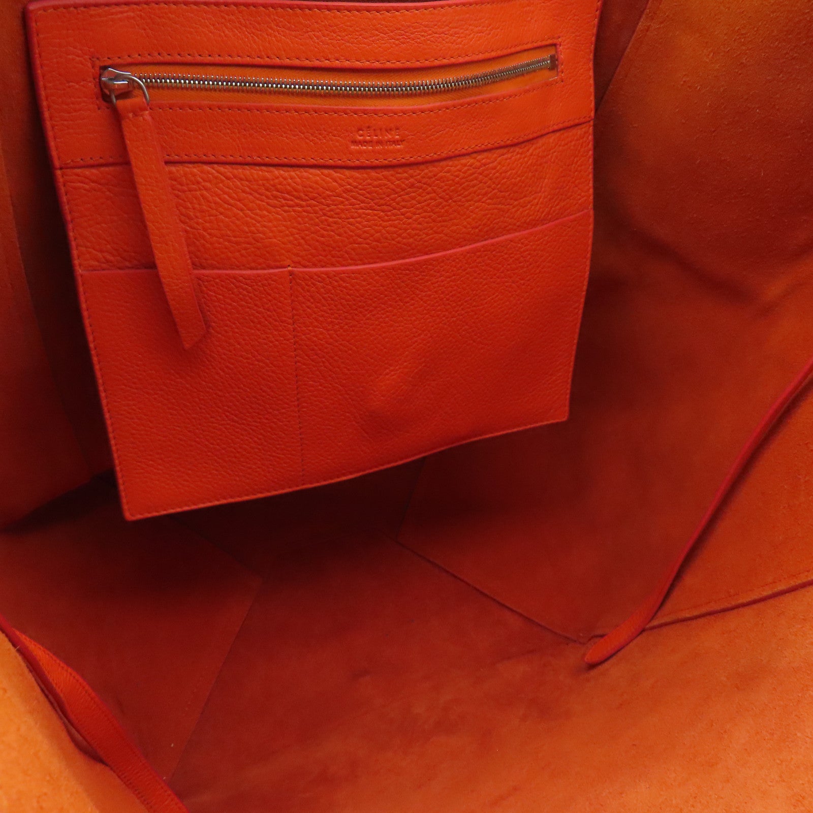 CELINE 皮革Shoulder Bag金扣肩背袋橙色