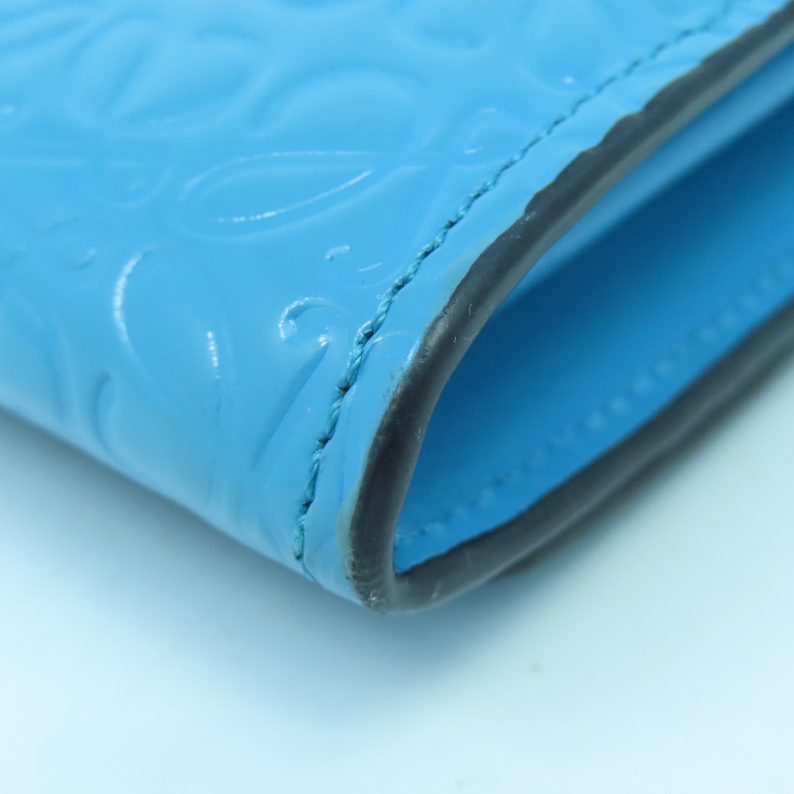 LOEWE 牛皮皮革Long Wallet銀扣長錢包藍色