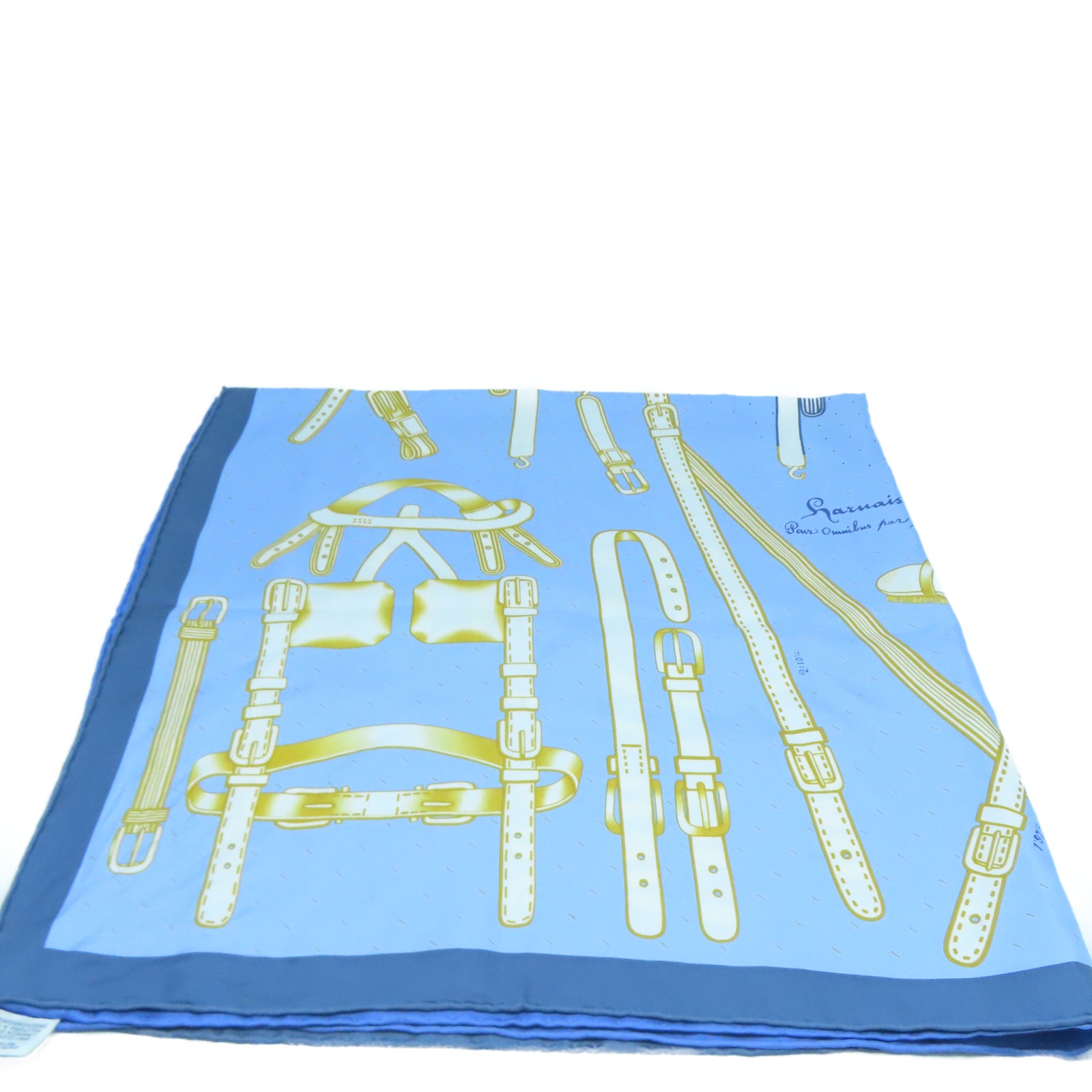 HERMES 絲質Scarf 90絲巾藍色