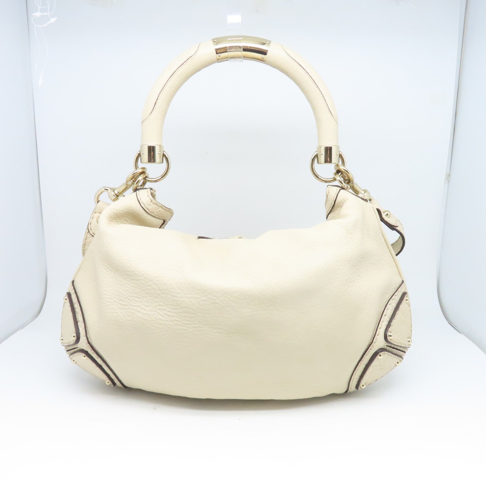 GUCCI 牛皮皮革Shoulder Bag金扣肩背袋奶油白