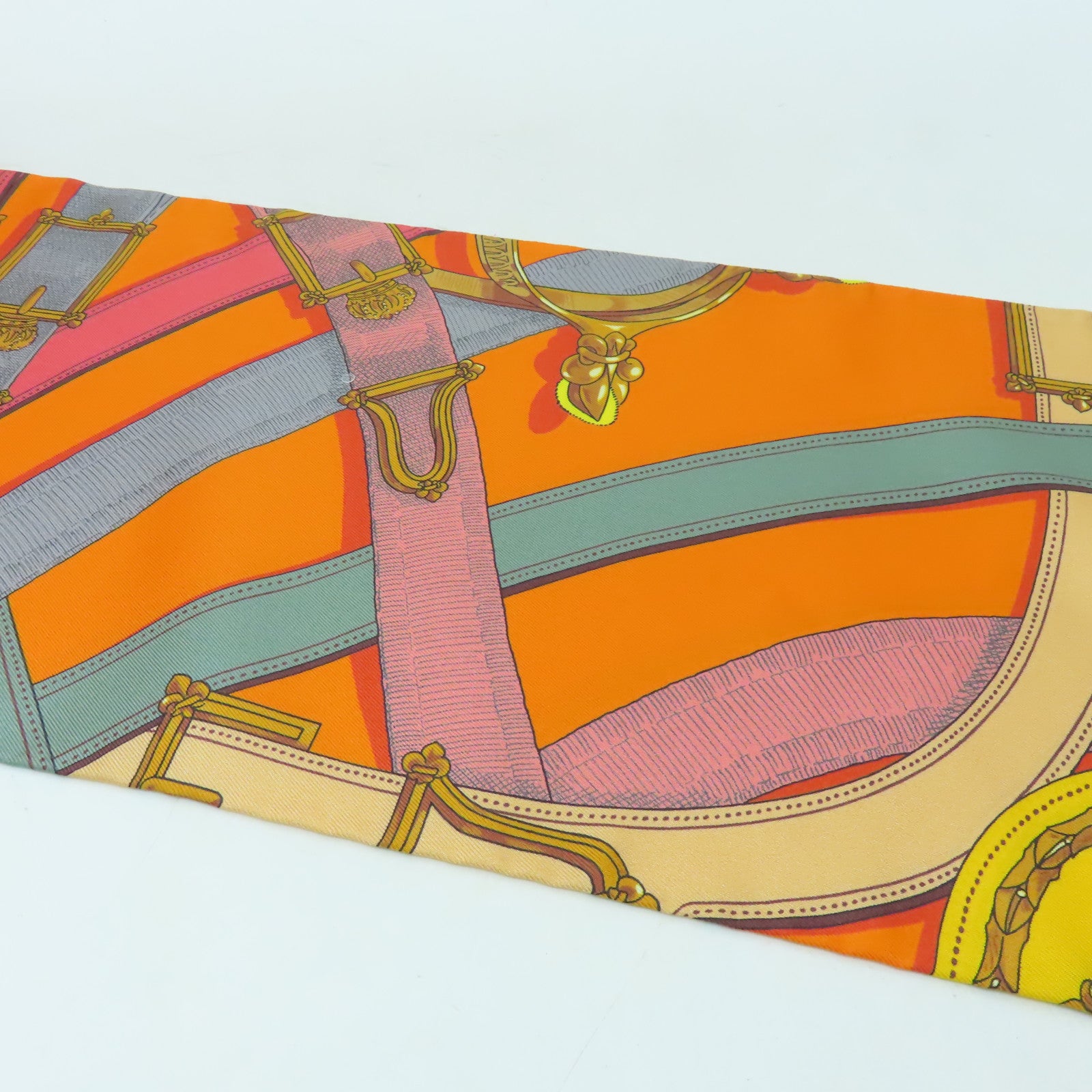 HERMES 絲質Maxi Twilly絲巾橙色