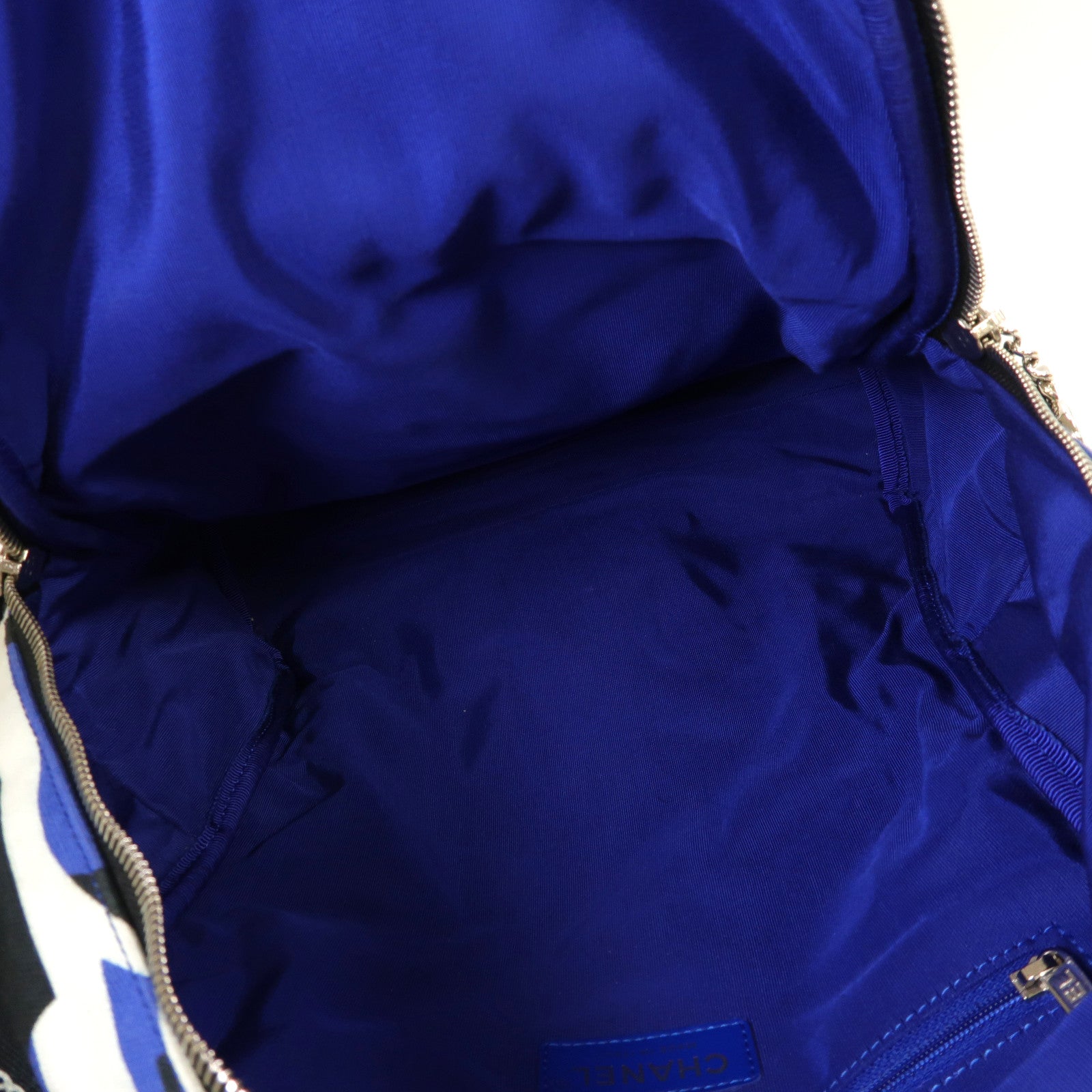 CHANEL 帆布Rucksack銀扣背包藍色
