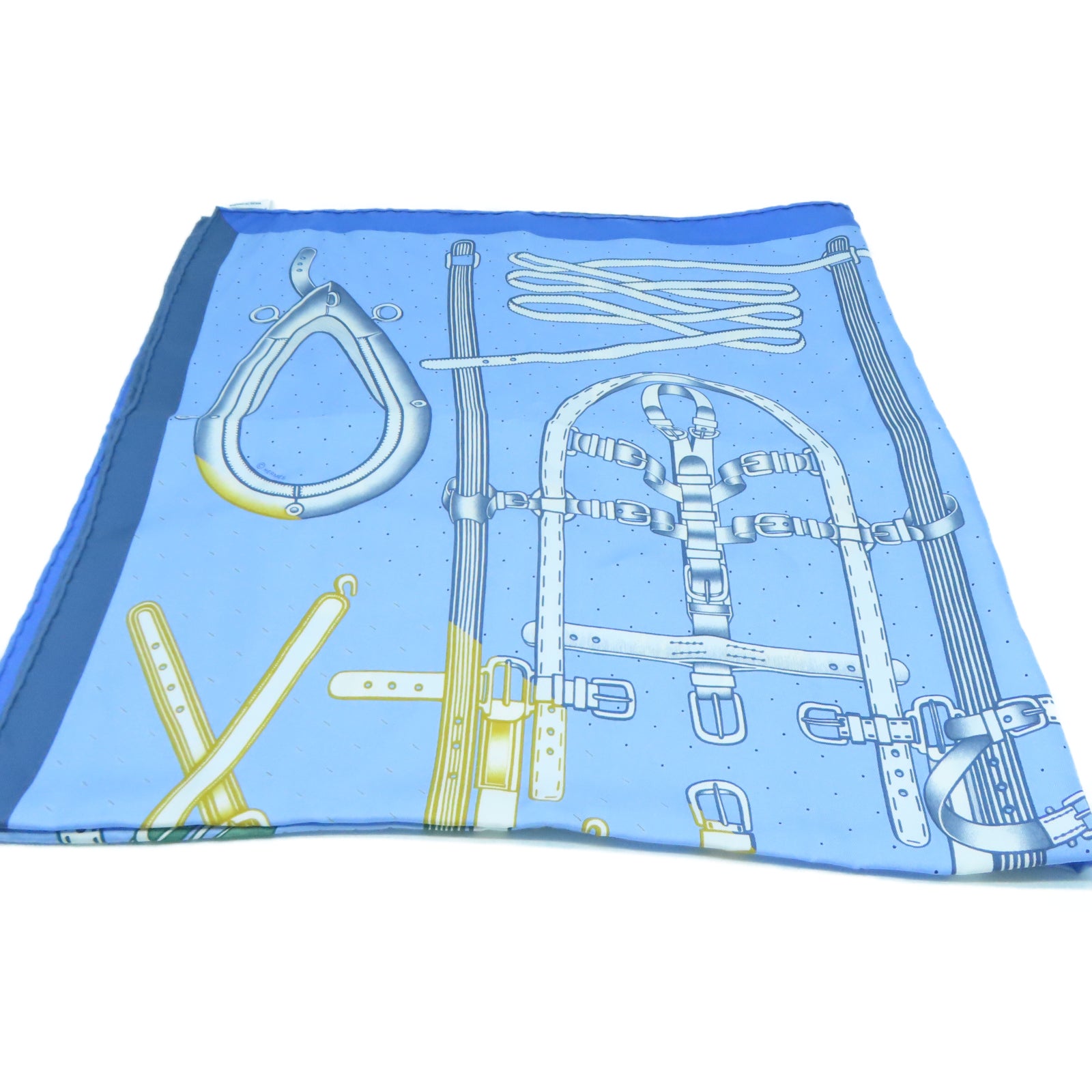 HERMES 絲質Scarf 90絲巾藍色