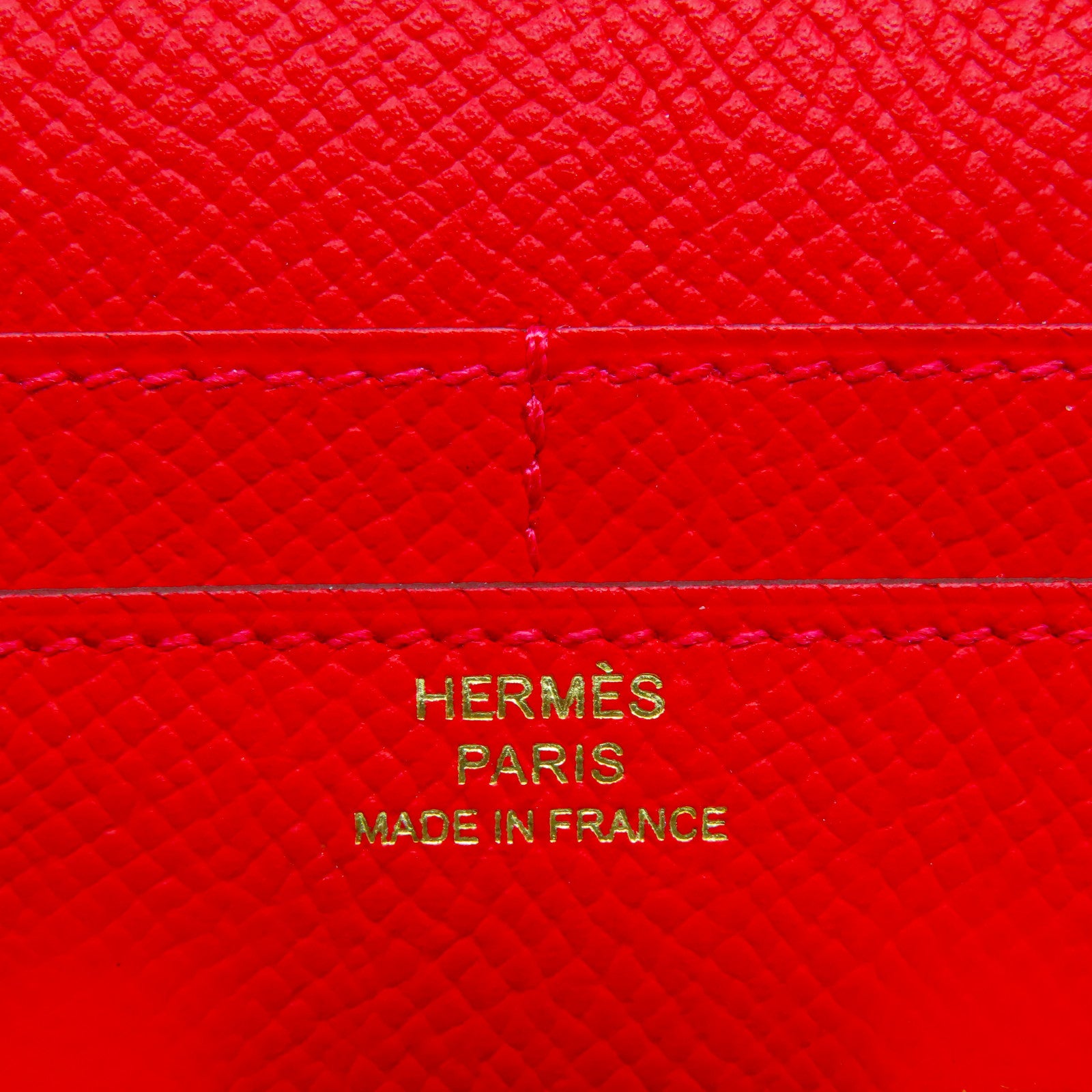 HERMES Epsom皮革Constance Wallet金扣錢包紅色