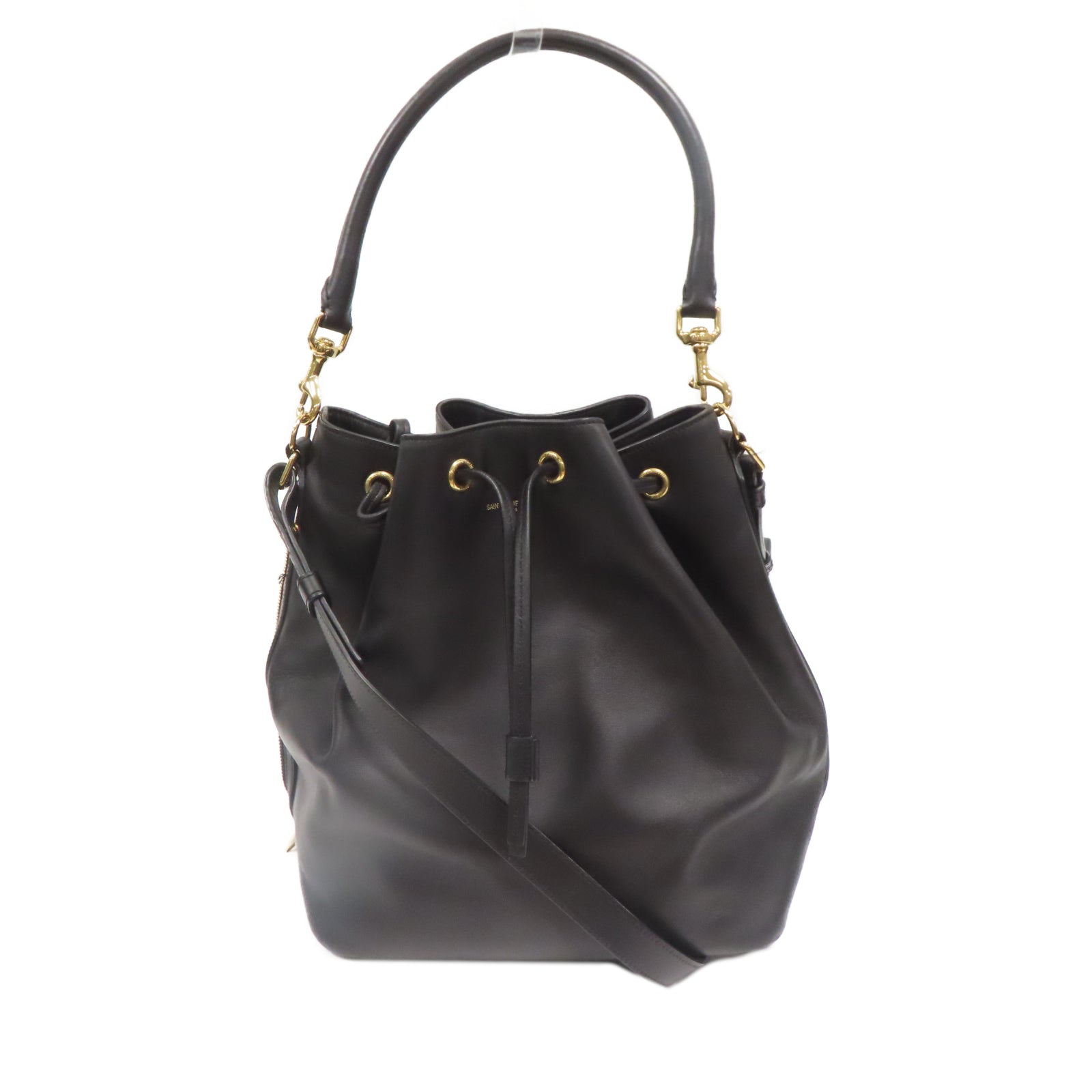 SAINT LAURENT 牛皮皮革2 Way Shoulder金扣手挽肩背兩用袋黑色