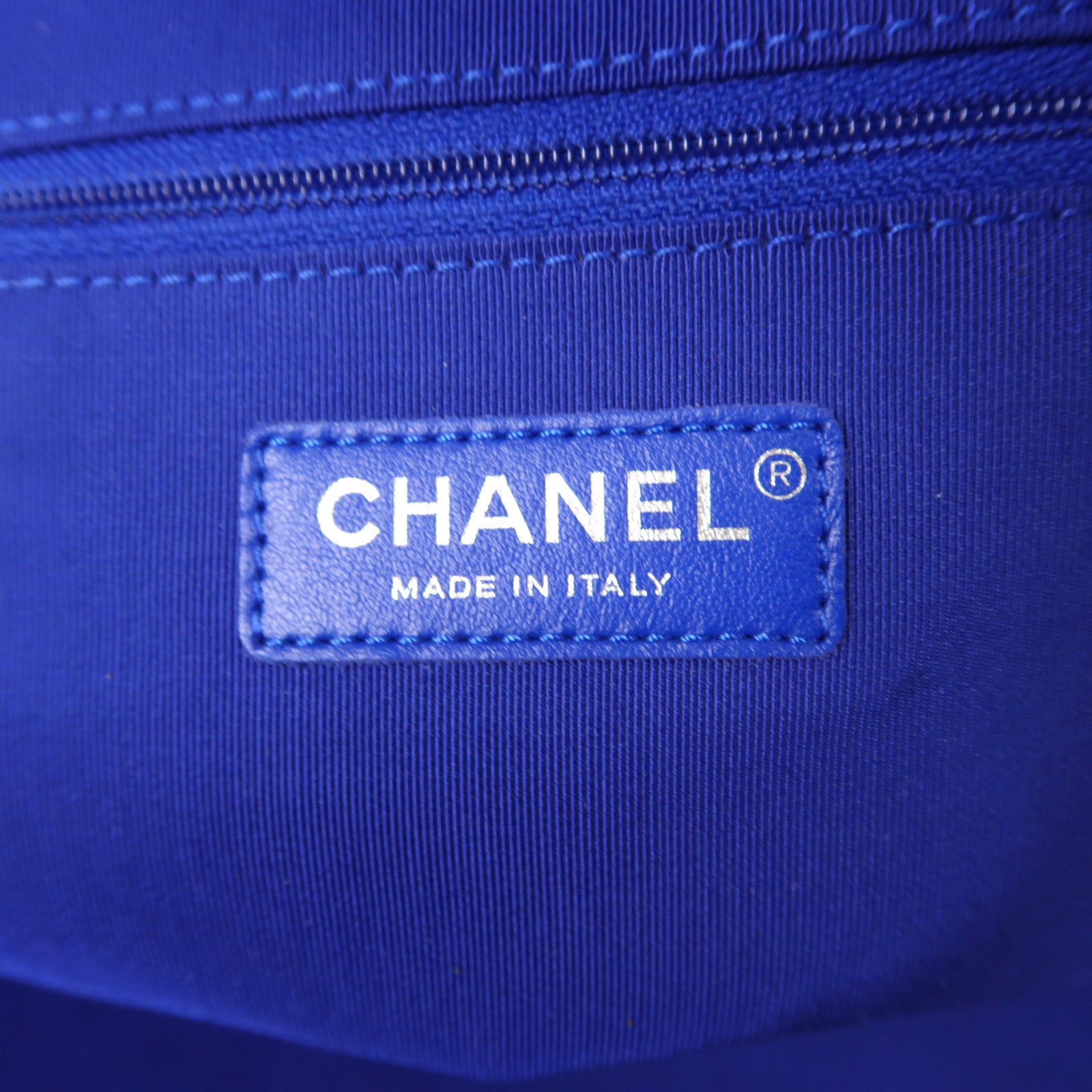 CHANEL 帆布Rucksack銀扣背包藍色