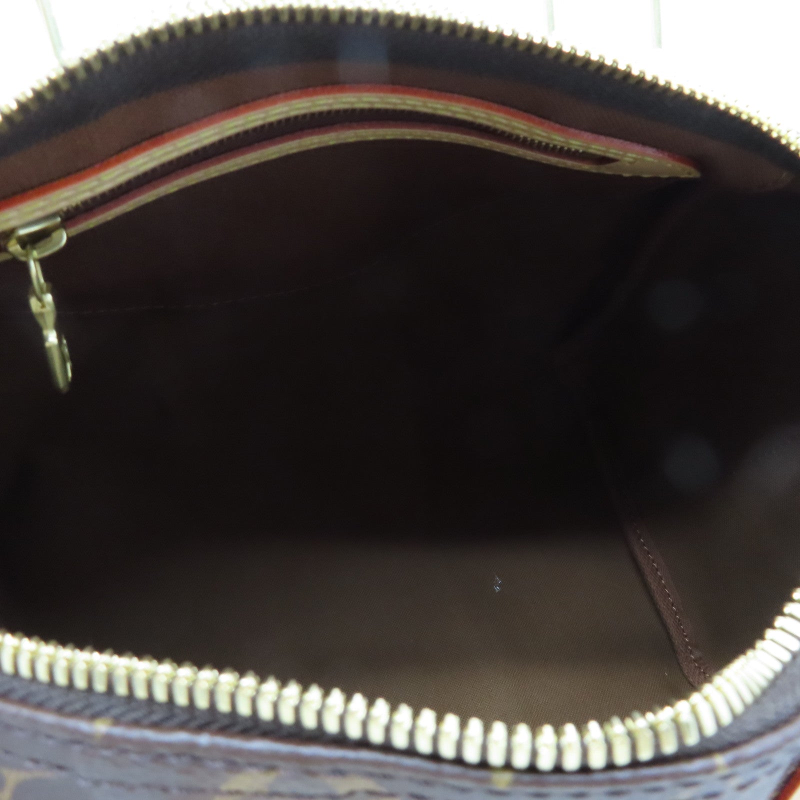 LOUIS VUITTON Monogram Speedy Bandouliere 25 gold buckle handle shoulder bag brown