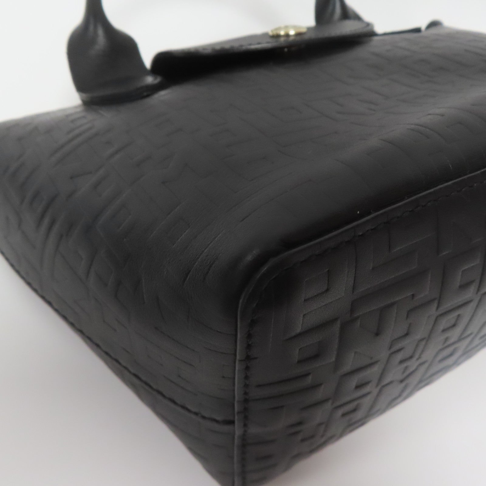 Longchamp 牛皮皮革2 Way Shoulder金扣手挽肩背兩用袋黑色