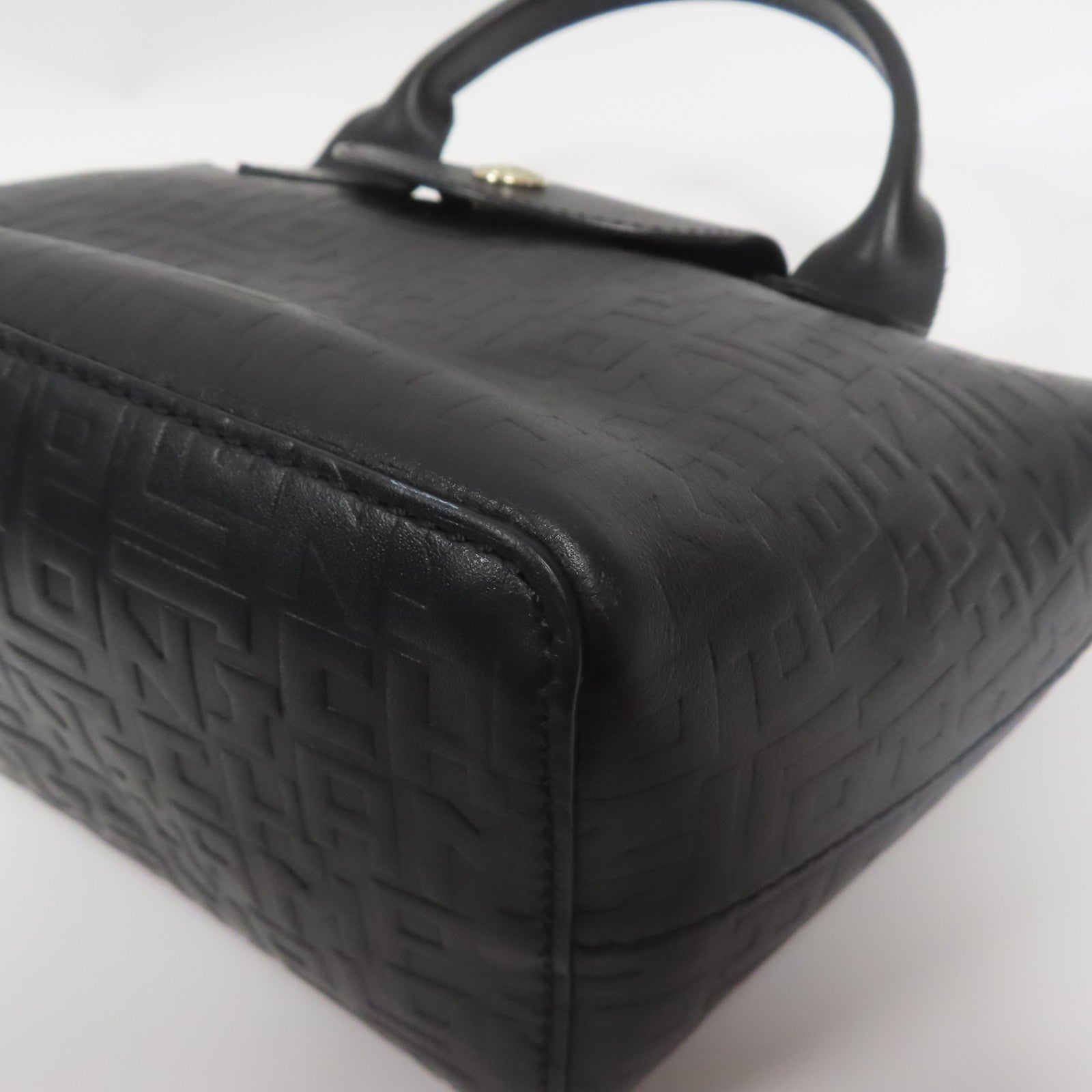 Longchamp 牛皮皮革2 Way Shoulder金扣手挽肩背兩用袋黑色