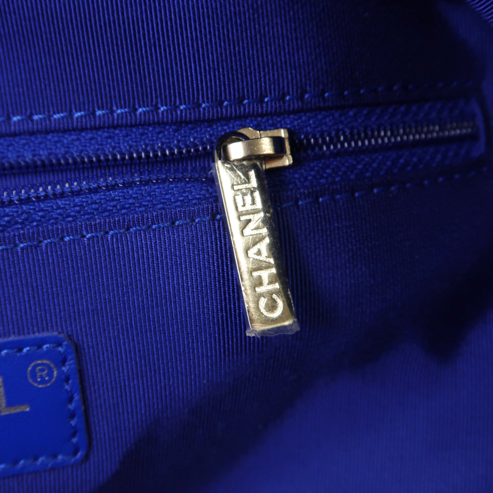 CHANEL 帆布Rucksack銀扣背包藍色