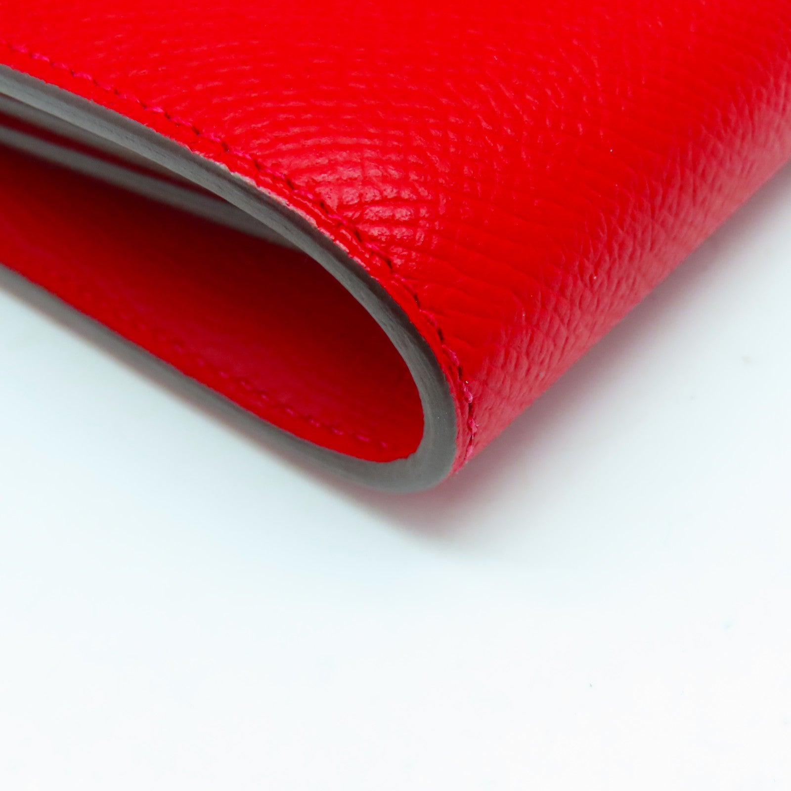 HERMES Epsom皮革Constance Wallet金扣錢包紅色