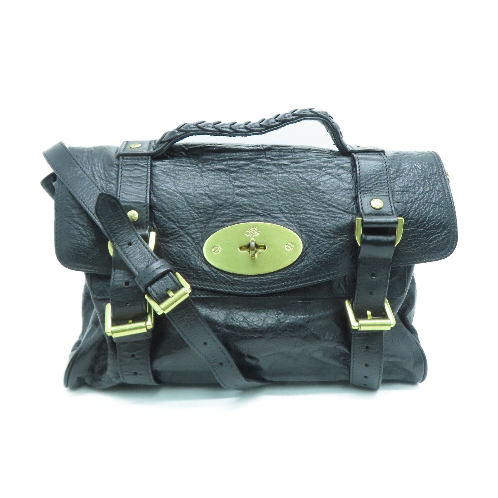 MULBERRY 牛皮皮革2 Way Shoulder Bag金扣手挽肩背两用袋黑色