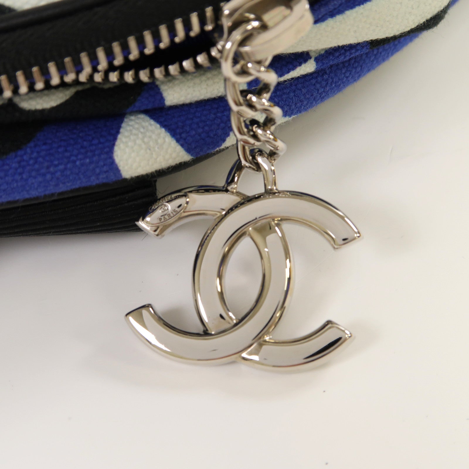 CHANEL 帆布Rucksack銀扣背包藍色