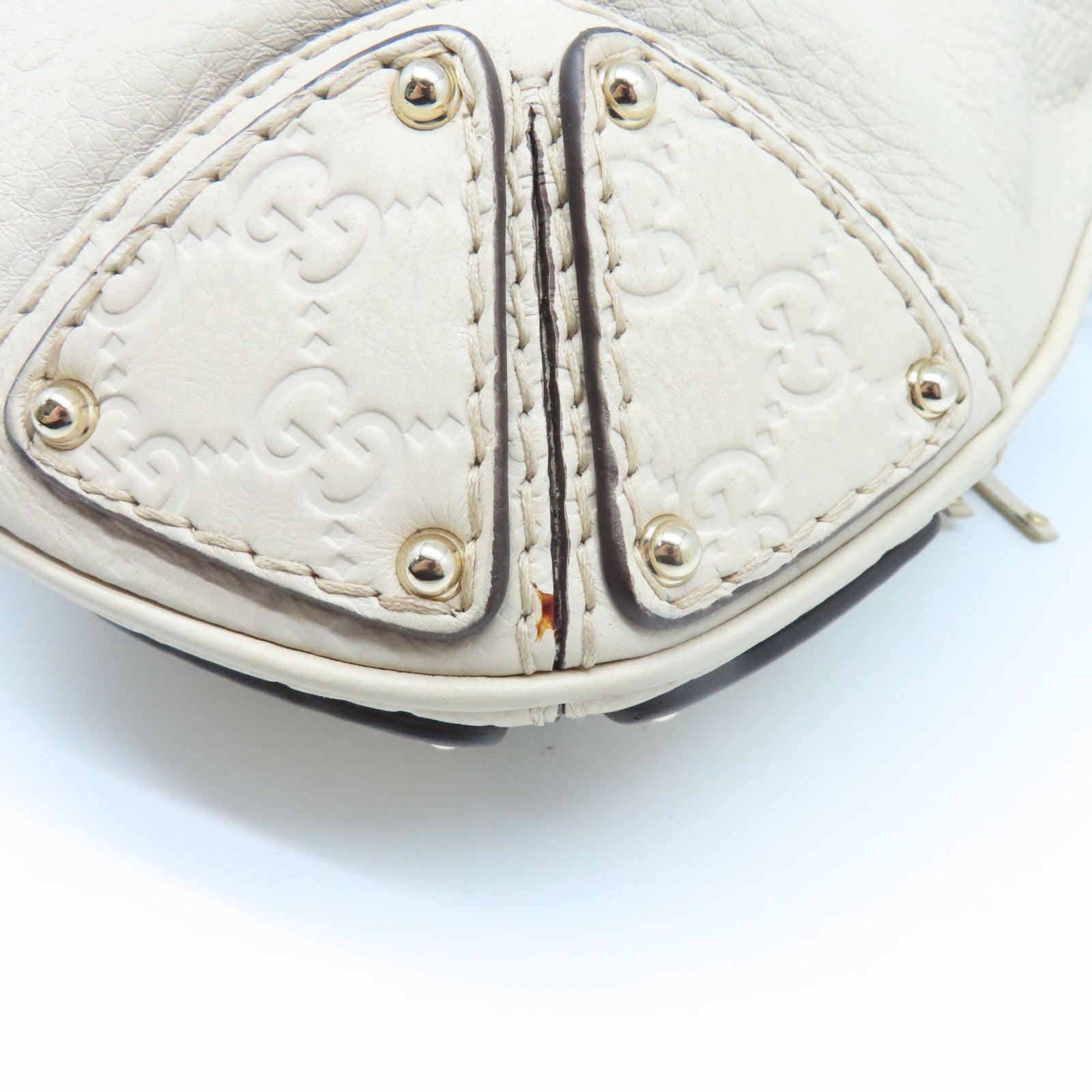 GUCCI 牛皮皮革Shoulder Bag金扣肩背袋奶油白