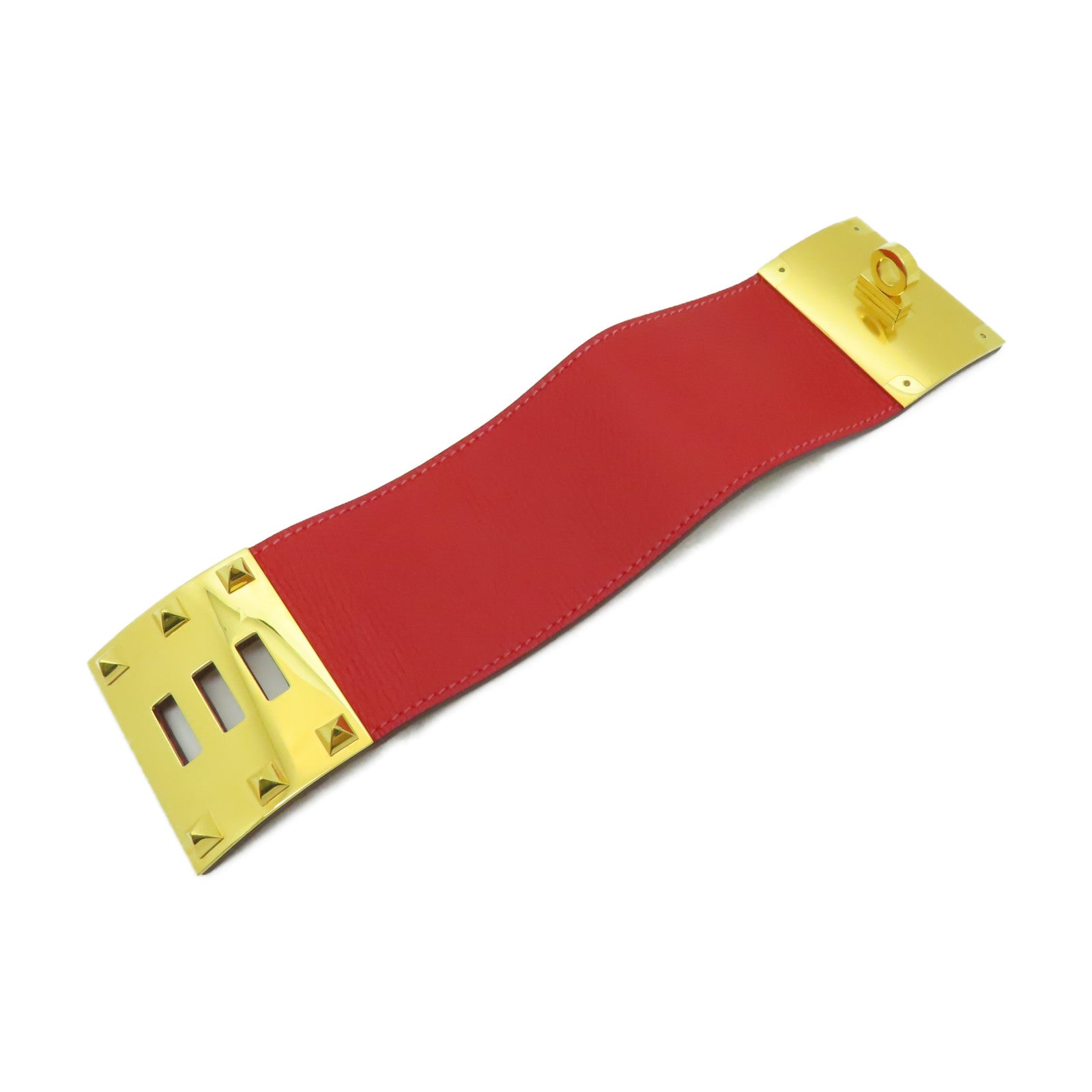HERMES 【激減優惠】Epsom皮革Kelly Dog Extremes Bracelet金扣手鐲Rouge紅色