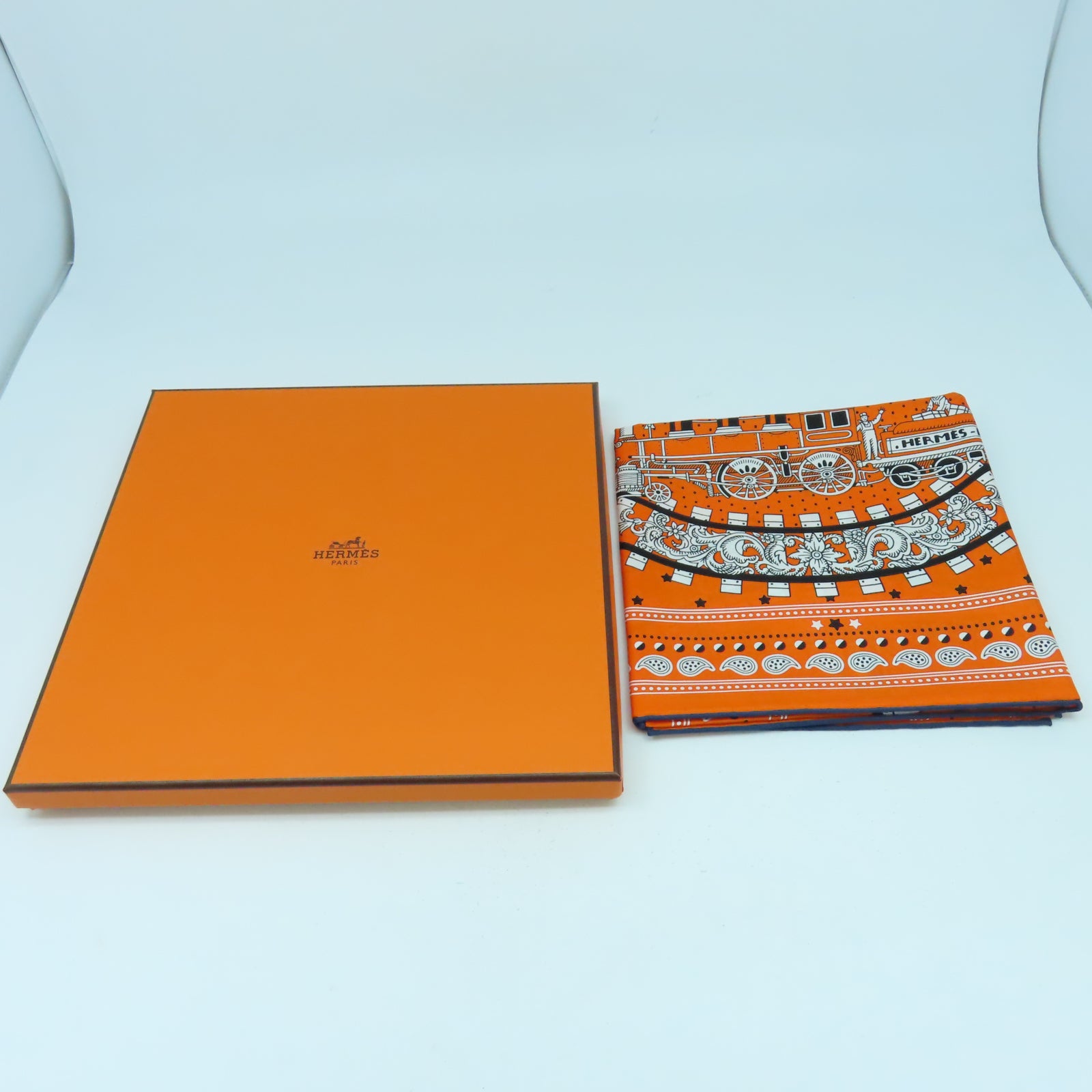 HERMES 絲質Scarf 50x50絲巾橙色