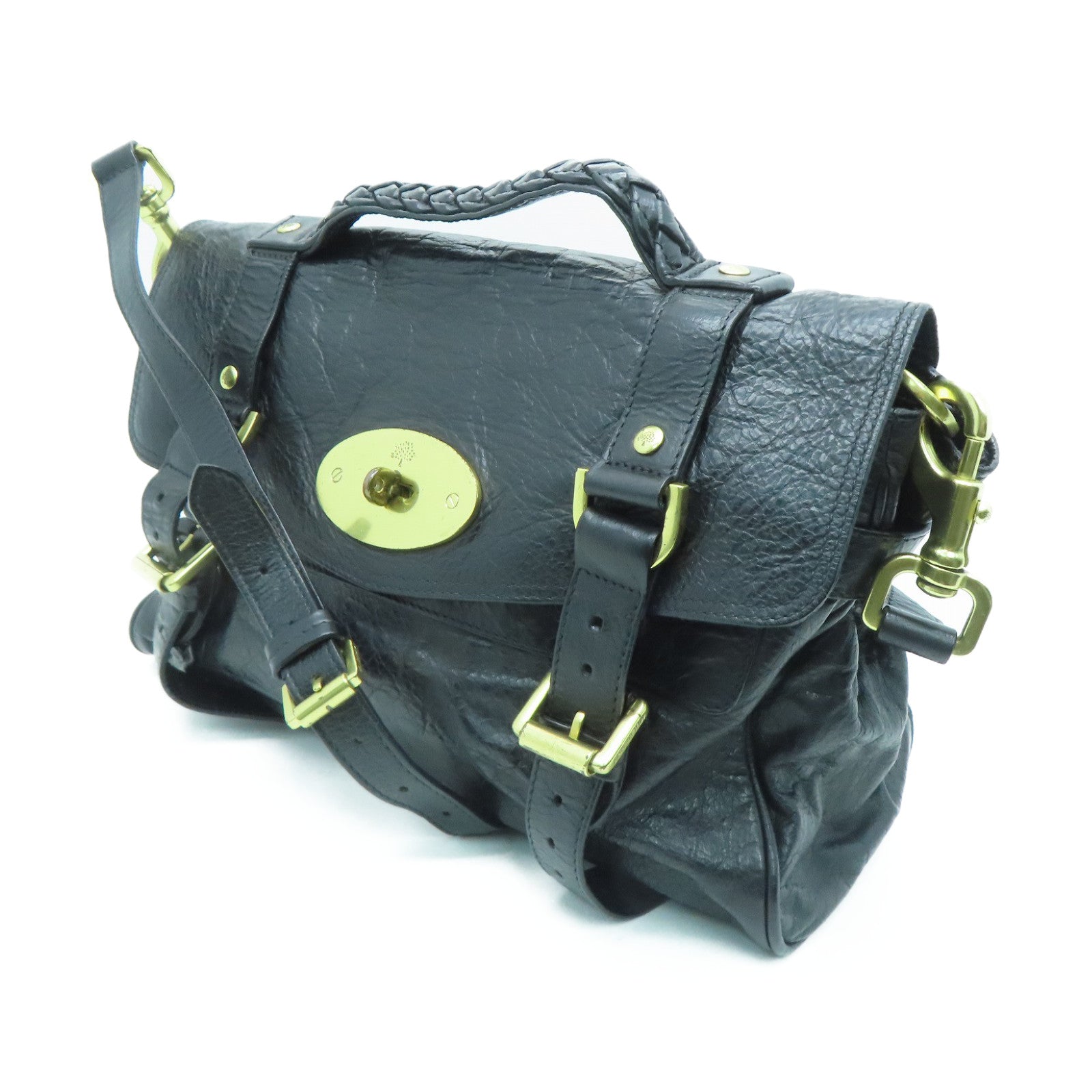 MULBERRY 牛皮皮革2 Way Shoulder Bag金扣手挽肩背两用袋黑色