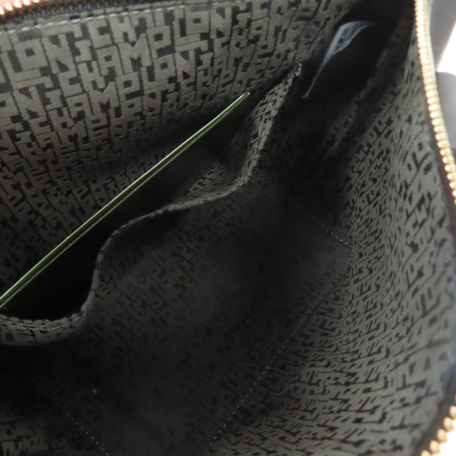 Longchamp 牛皮皮革2 Way Shoulder金扣手挽肩背兩用袋黑色