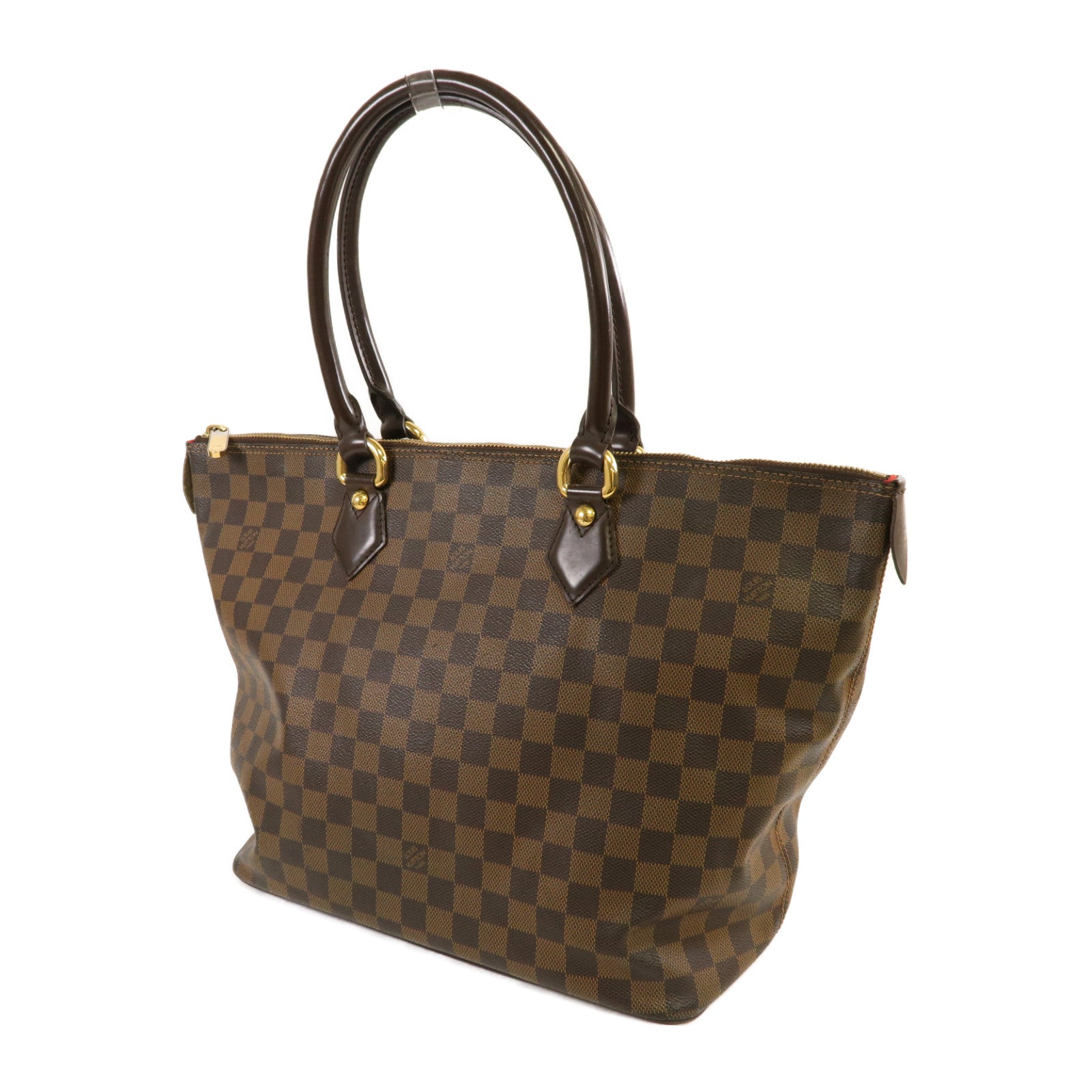 LOUIS VUITTON Damier Ebene Saleya MM金扣手挽袋啡色