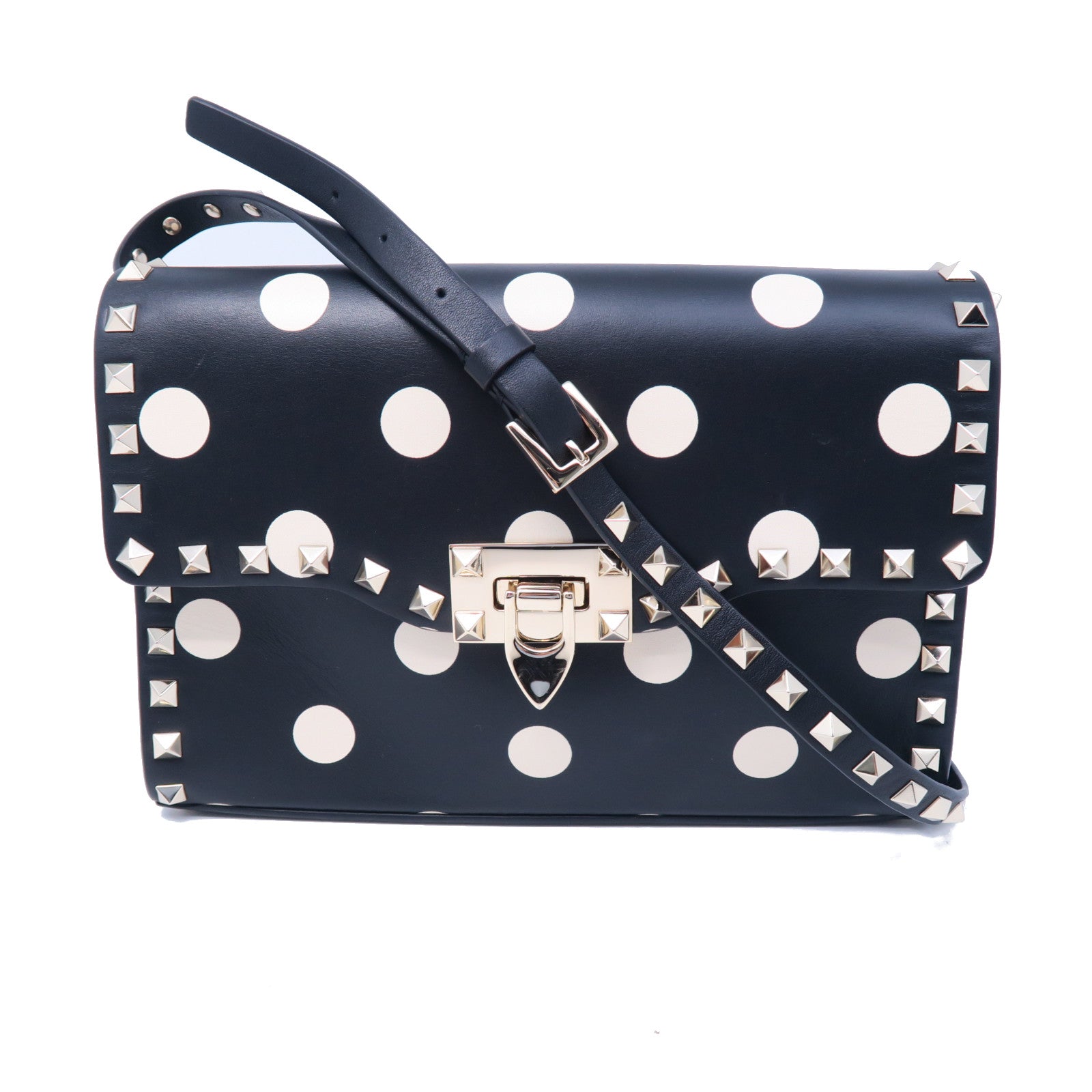 Valentino 牛皮皮革Shoulder Bag金扣肩背袋黑色