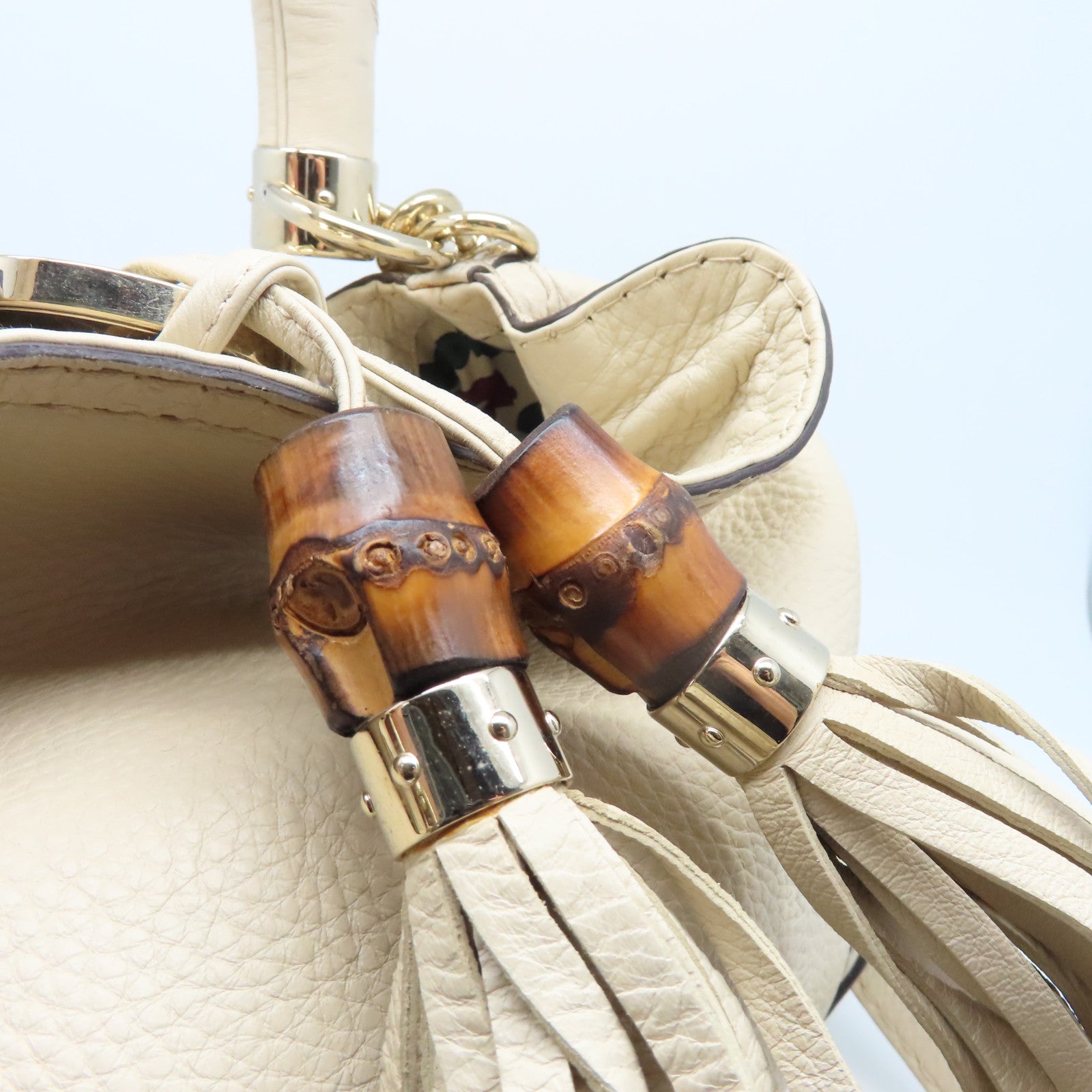 GUCCI 牛皮皮革Shoulder Bag金扣肩背袋奶油白