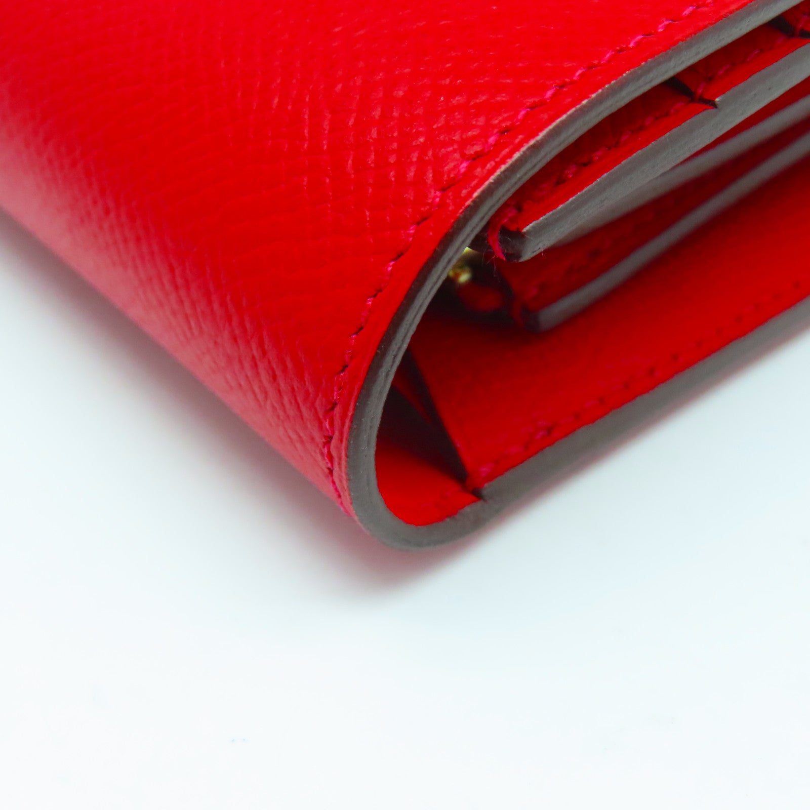 HERMES Epsom皮革Constance Wallet金扣錢包紅色