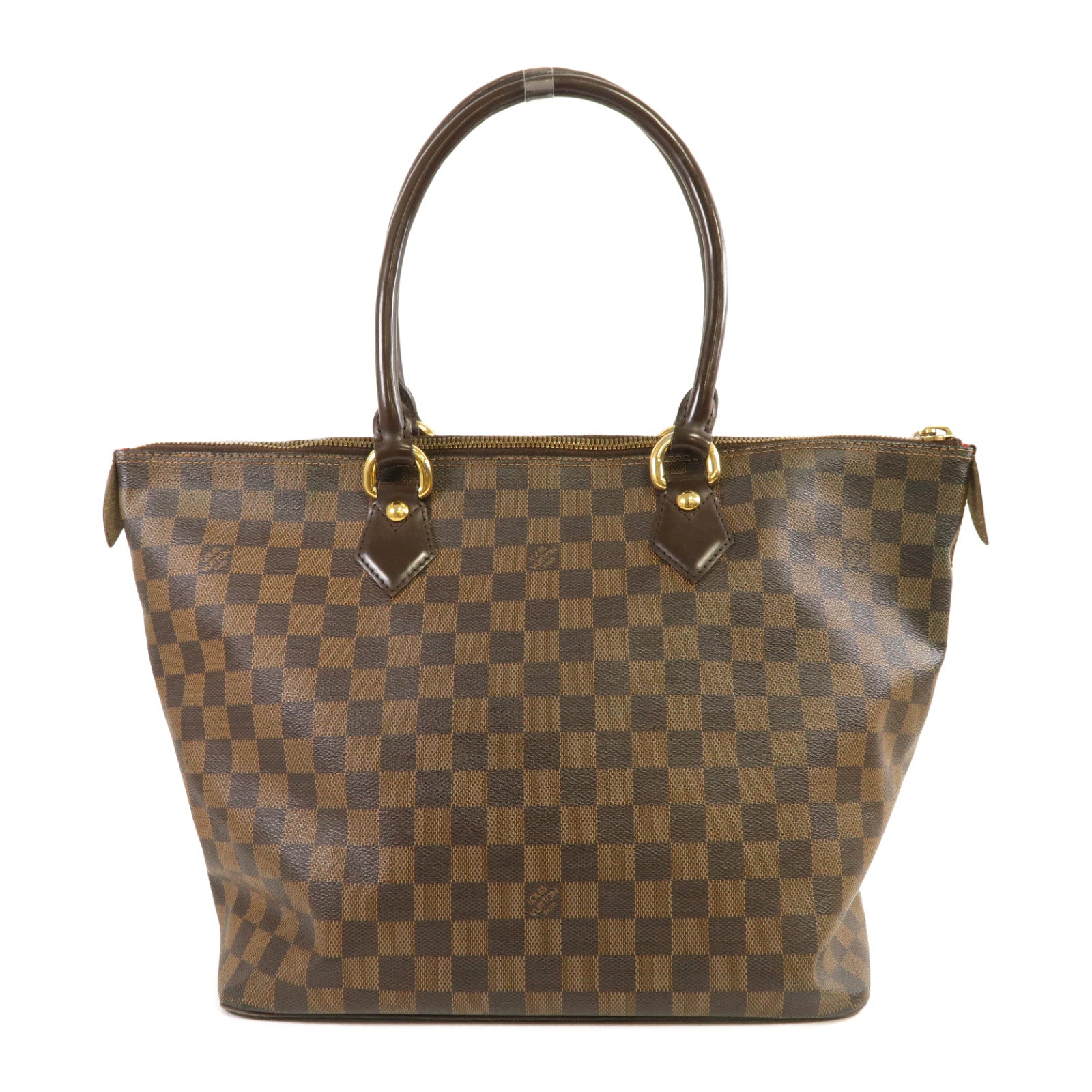 LOUIS VUITTON Damier Ebene Saleya MM金扣手挽袋啡色