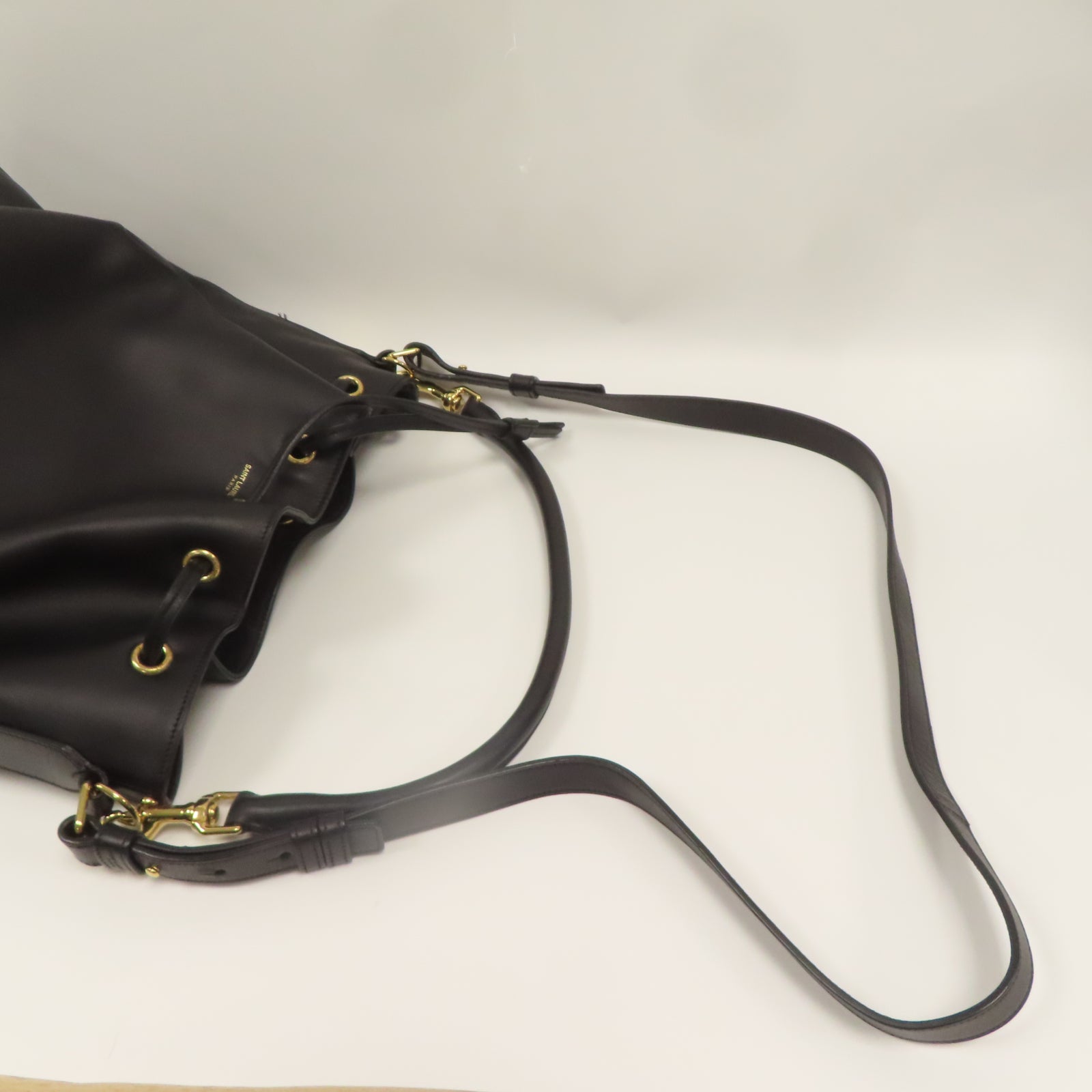 SAINT LAURENT 牛皮皮革2 Way Shoulder金扣手挽肩背兩用袋黑色