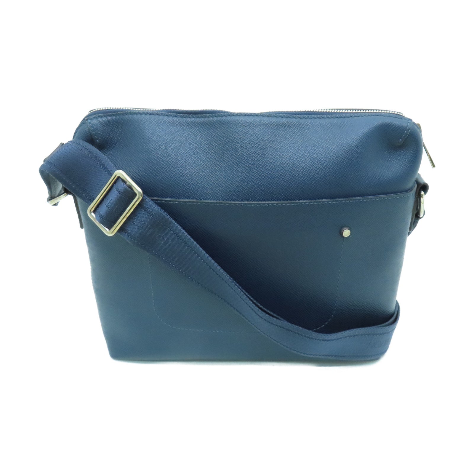 LOUIS VUITTON Taiga Grigori Messenger PM銀扣肩背袋深藍色