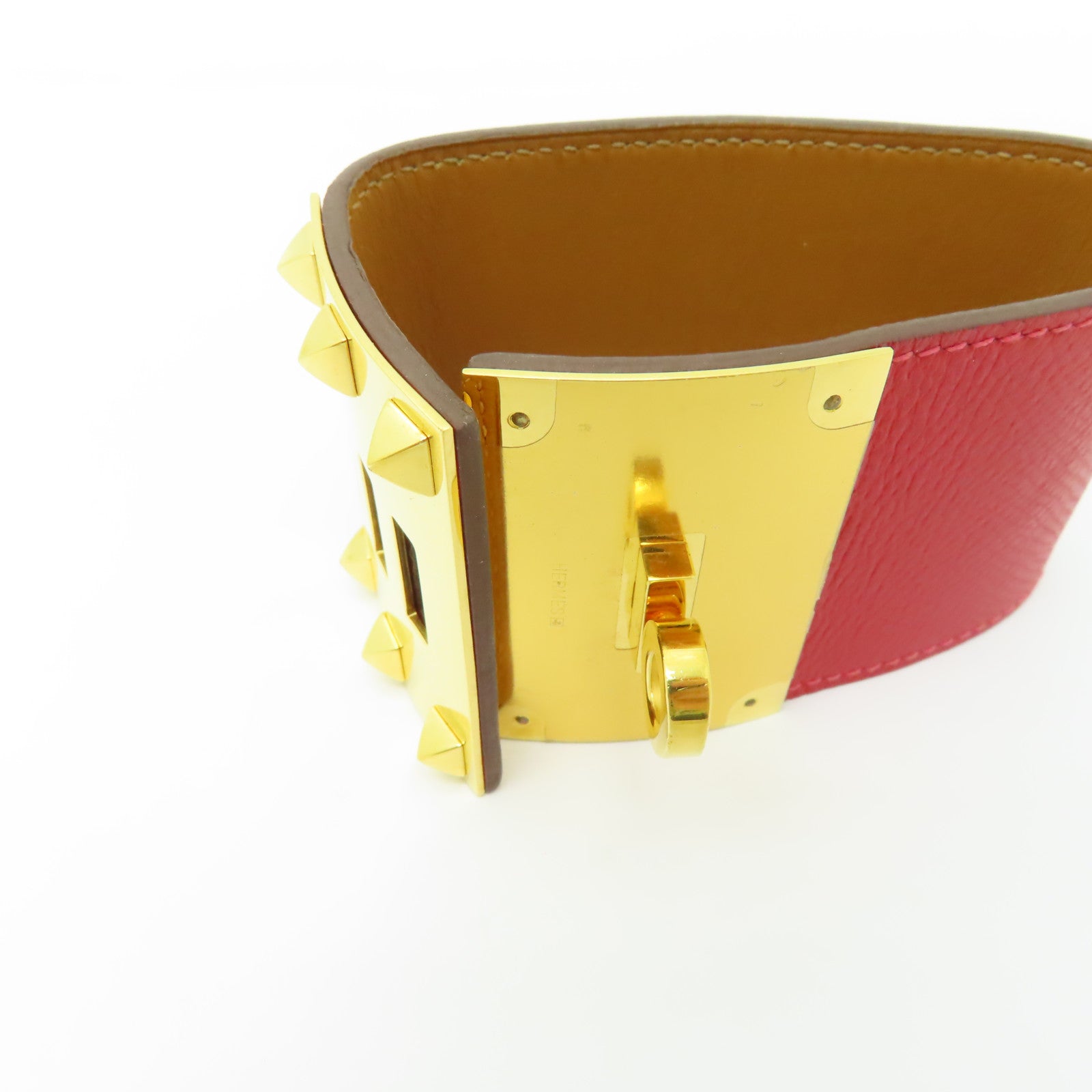 HERMES 【激減優惠】Epsom皮革Kelly Dog Extremes Bracelet金扣手鐲Rouge紅色