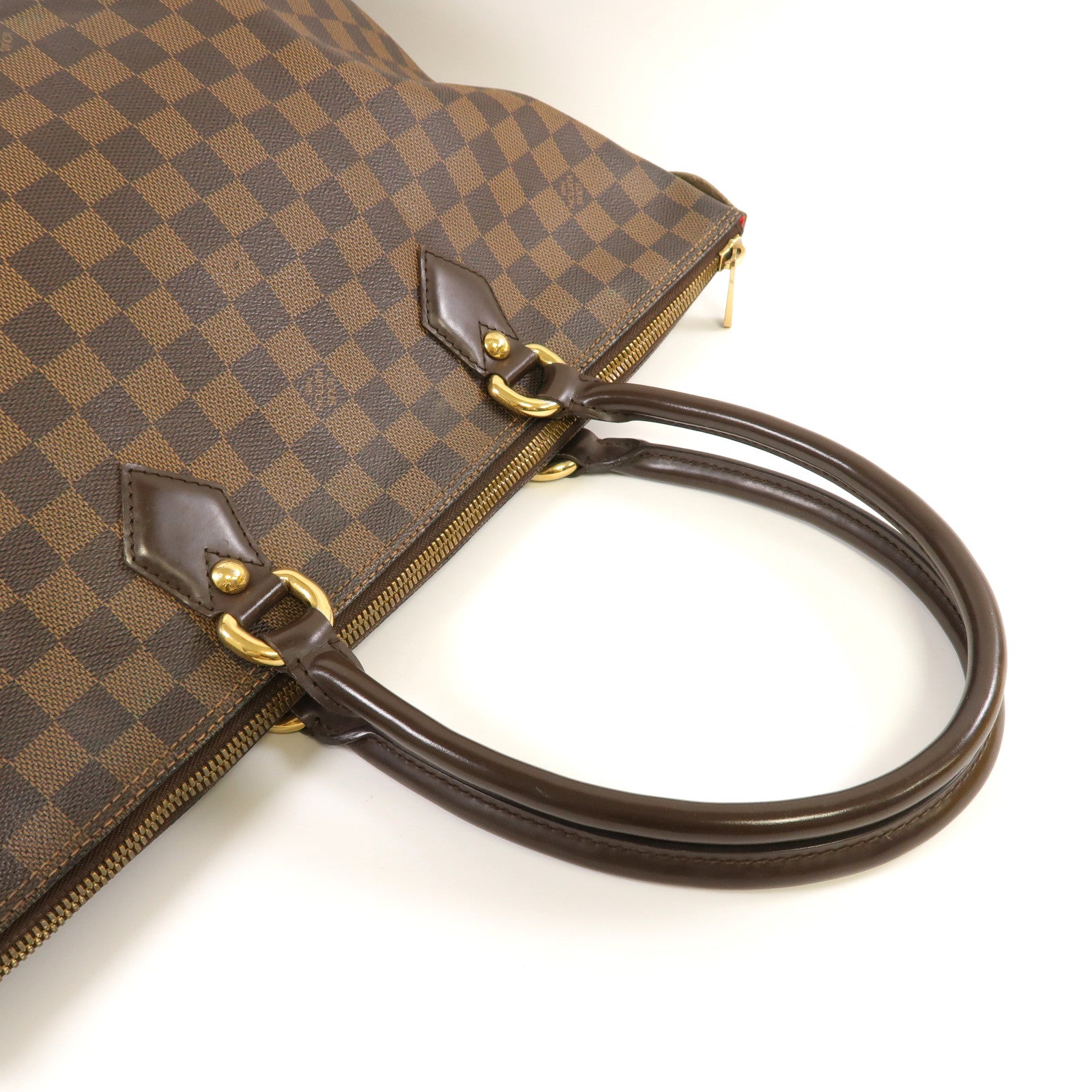 LOUIS VUITTON Damier Ebene Saleya MM金扣手挽袋啡色