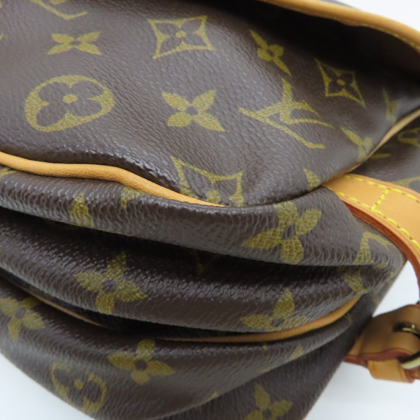 LOUIS VUITTON Monogram Saumur Gold Buckle Shoulder Bag Brown